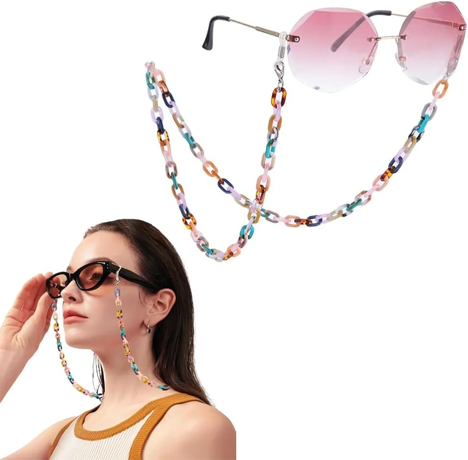 بند عینک آکریلیک SYOSI، گردنبند نگهدارنده عینک آفتابی، بند عینک مد روز برای زنان، دختران و مردان، بند شیک برای تناسب مطمئن
