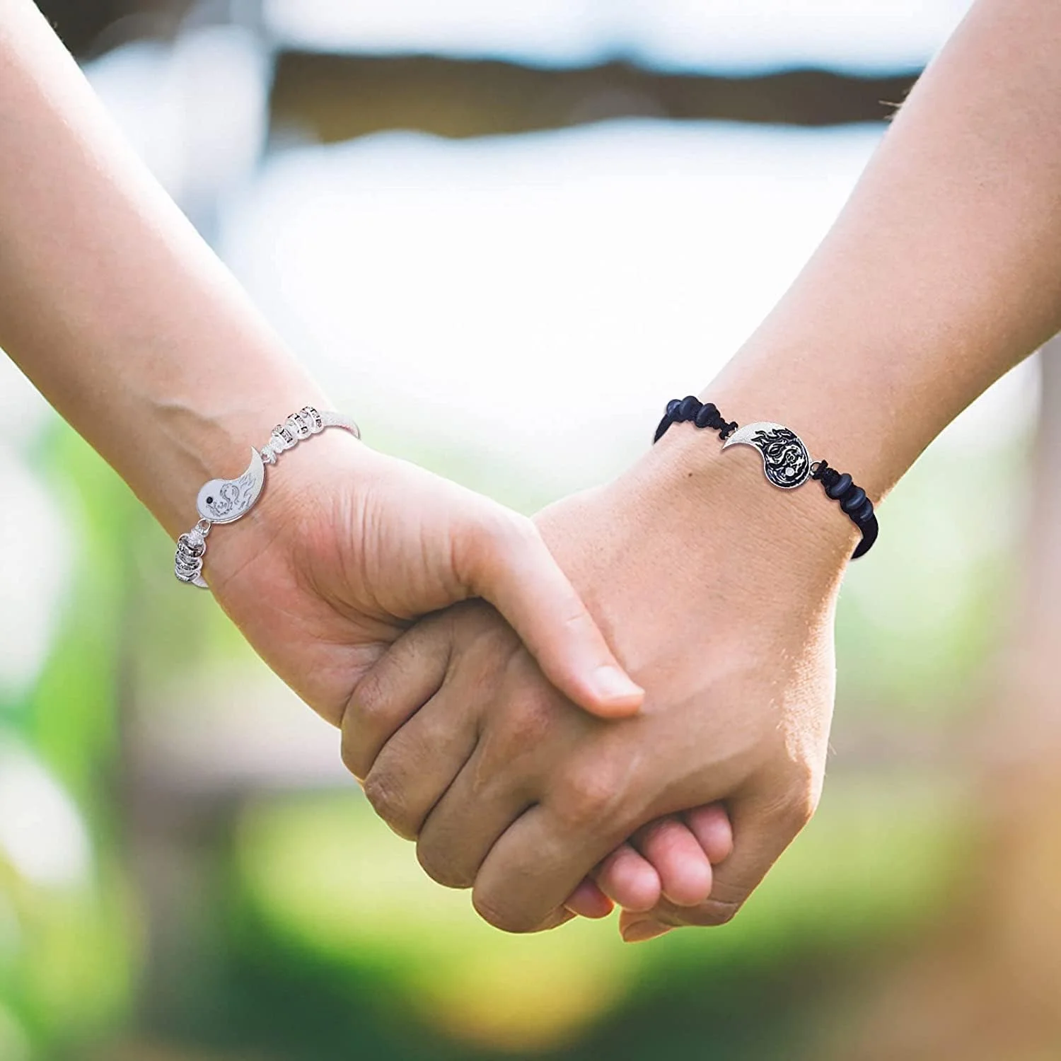 ست گردنبند و دستبند یین یانگ استیل ضد زنگ، 2 عدد دستبند طنابی قابل تنظیم اژدها یین یانگ، 2 عدد زنجیر گردنبند آویز اژدها یین یانگ برای دوستی پسر/دختر ست گردنبند و دستبند یین یانگ استیل ضد زنگ، 2 عدد دستبند طنابی قابل تنظیم اژدها یین یانگ، 2 عدد زنجیر گردنبند آویز اژدها یین یانگ برای دوستی پسر/دختر