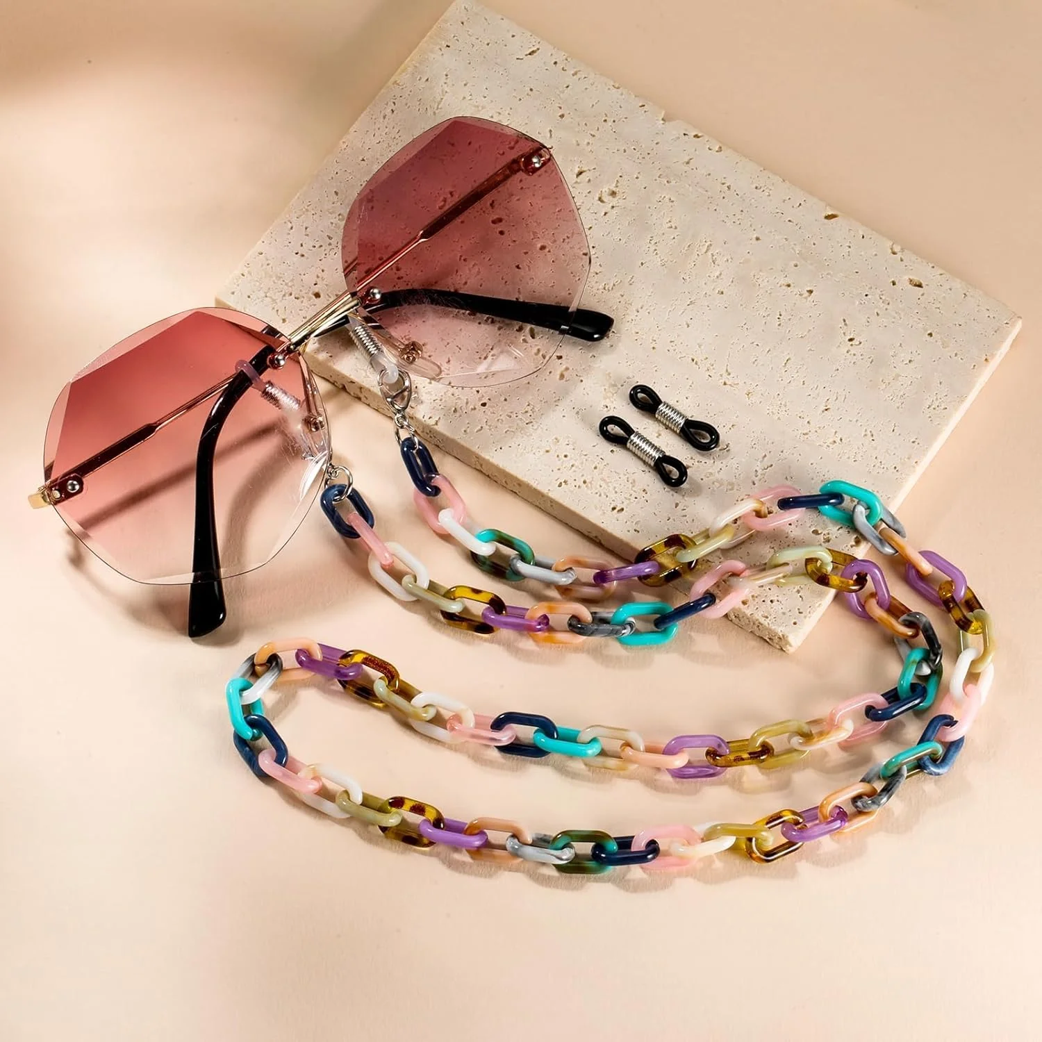 بند عینک آکریلیک SYOSI، گردنبند نگهدارنده عینک آفتابی، بند عینک مد روز برای زنان، دختران و مردان، بند شیک برای تناسب مطمئن