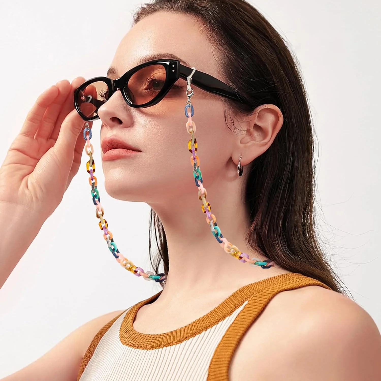 بند عینک آکریلیک SYOSI، گردنبند نگهدارنده عینک آفتابی، بند عینک مد روز برای زنان، دختران و مردان، بند شیک برای تناسب مطمئن