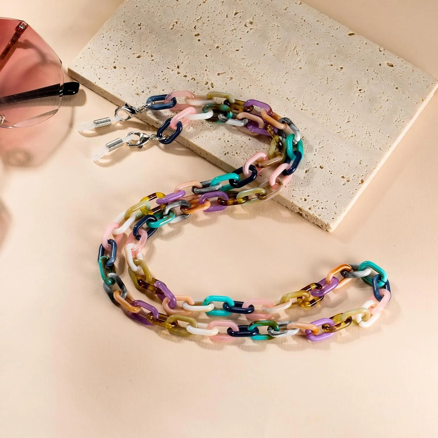 بند عینک آکریلیک SYOSI، گردنبند نگهدارنده عینک آفتابی، بند عینک مد روز برای زنان، دختران و مردان، بند شیک برای تناسب مطمئن