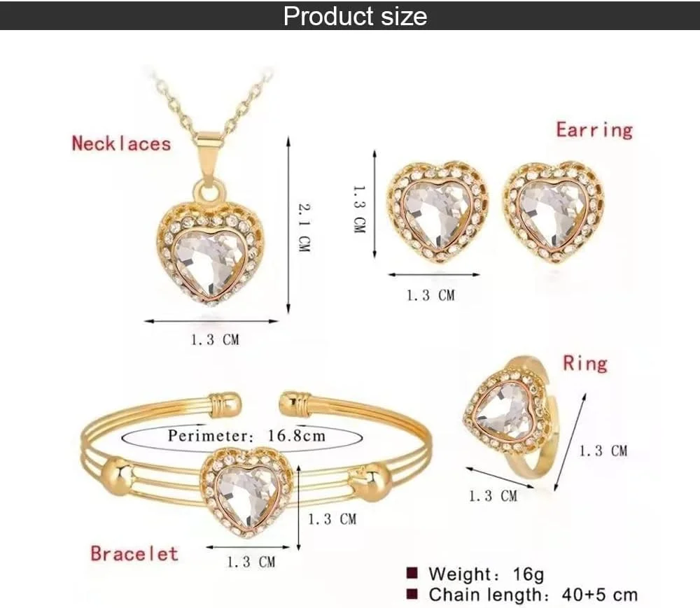 ست جواهرات قلب دوستداشتنی SYOSI شامل گردنبند آویز، گوشواره، انگشتر و دستبند - ست 4 تکه با سنگهای قیمتی زیبا، گردنبند آویز، شیک و مجلسی برای مهمانی عروسی ست جواهرات قلب دوستداشتنی SYOSI شامل گردنبند آویز، گوشواره، انگشتر و دستبند - ست 4 تکه با سنگهای قیمتی زیبا، گردنبند آویز، شیک و مجلسی برای مهمانی عروسی