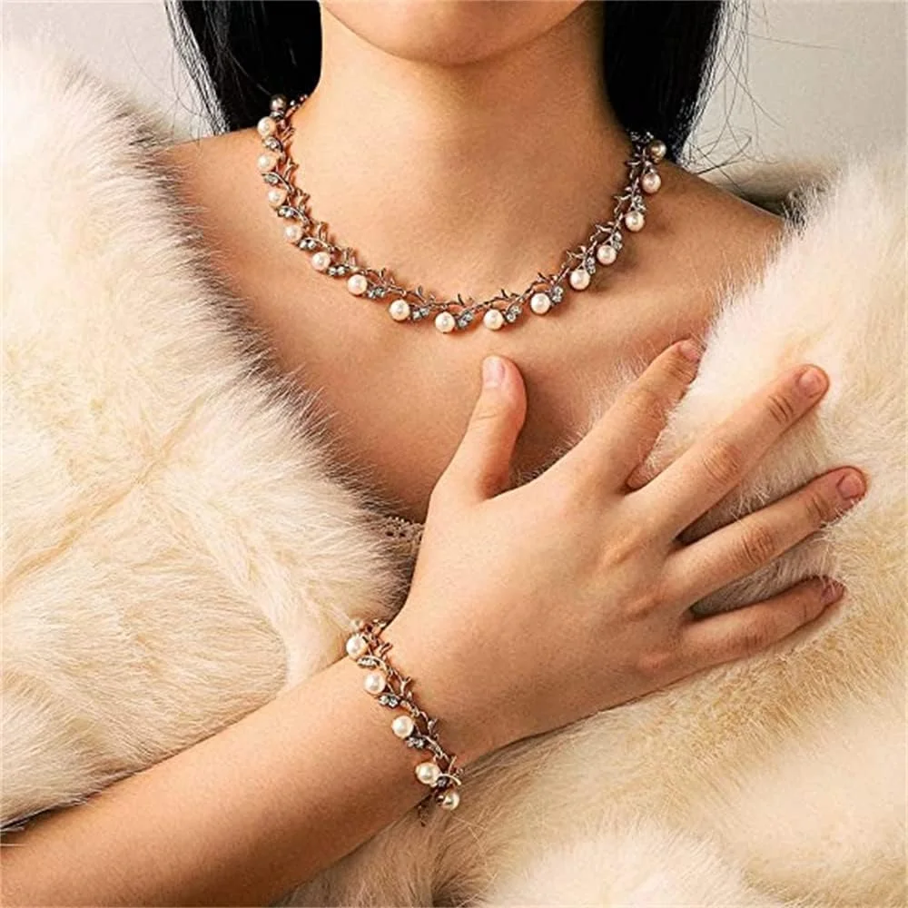 ست جواهرات عروس مرواریدی SYOSI، ست های گردنبند، دستبند و گوشواره عروس کریستالی، ست جواهرات لباس مجلسی با گردنبند چوکر نگین دار، برای زنان و دختران ست جواهرات عروس مرواریدی SYOSI، ست های گردنبند، دستبند و گوشواره عروس کریستالی، ست جواهرات لباس مجلسی با گردنبند چوکر نگین دار، برای زنان و دختران