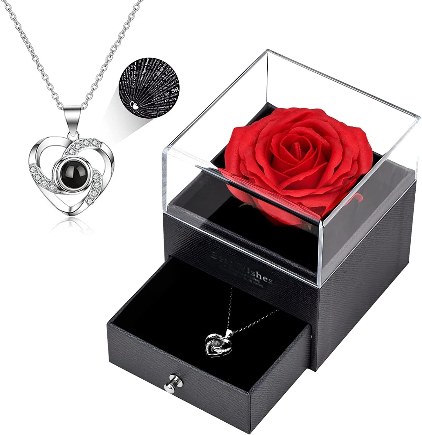 جعبه هدیه گل رز جاودان SYOSI با گردنبند نقره استرلینگ دوستت دارم به 100 زبان، گل رز قرمز دست ساز برای هدایای سالگرد تولد، هدایای معلم برای زنان، مادر، دوست دختر جعبه هدیه گل رز جاودان SYOSI با گردنبند نقره استرلینگ دوستت دارم به 100 زبان، گل رز قرمز دست ساز برای هدایای سالگرد تولد، هدایای معلم برای زنان، مادر، دوست دختر