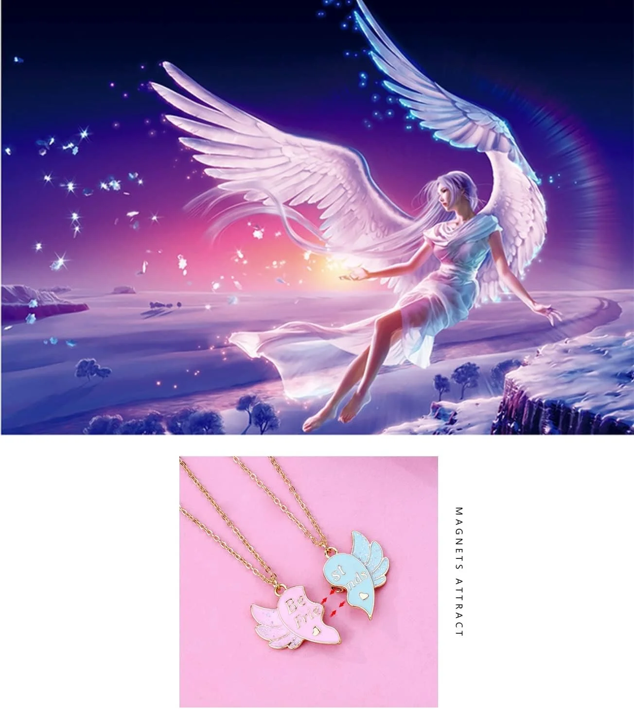 گردنبند دوستی، گردنبند بهترین دوست، هدیه گردنبند BFF مغناطیسی ست برای 2 دختر خواهر گردنبند دوستی، گردنبند بهترین دوست، هدیه گردنبند BFF مغناطیسی ست برای 2 دختر خواهر