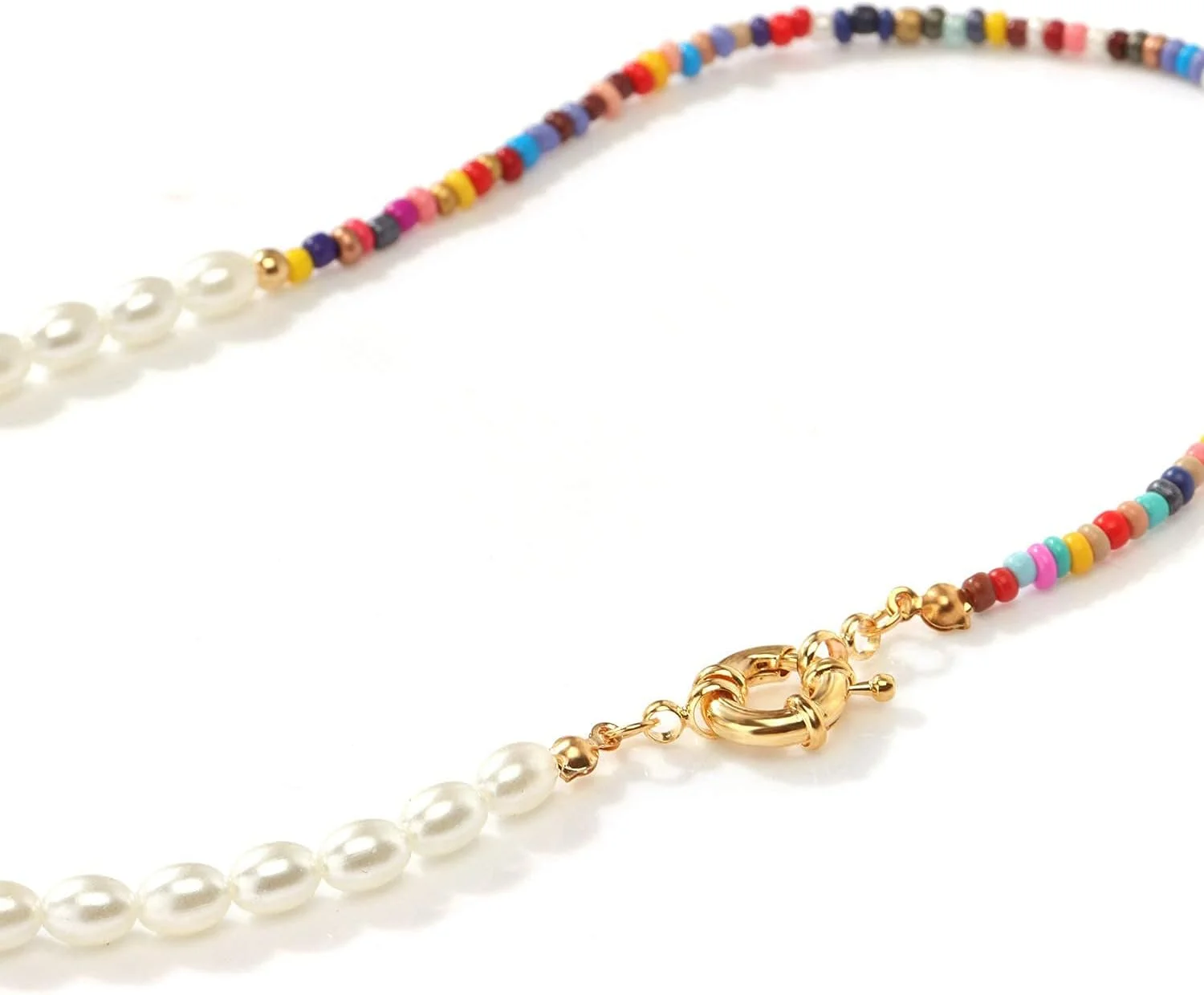 گردنبند چوکر مرواریدی مهره ای SYOSI زنانه دخترانه مردانه دست ساز دانه های رنگارنگ چوکر بوهمی جواهرات Y2K گردنبند چوکر مرواریدی مهره ای SYOSI زنانه دخترانه مردانه دست ساز دانه های رنگارنگ چوکر بوهمی جواهرات Y2K