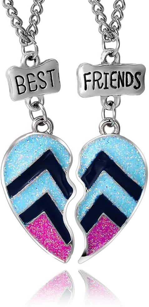 گردنبند بهترین دوست SYOSI، گردنبند دوستی، گردنبند BFF طرح قلب ولنتاین، ست گردنبند خواهر، هدیه تولد ولنتاین برای دوست