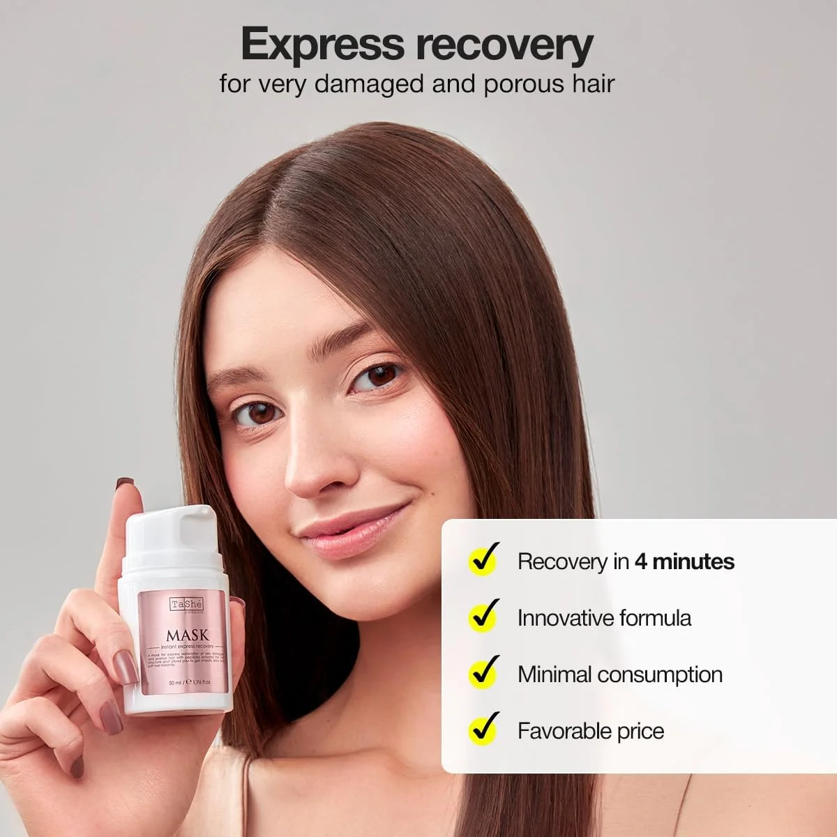 ماسک مو ترمیم کننده پیوند پپتیدی اکسپرس | بازسازی مولکولی 60 ثانیه ای برای موهای آسیب دیده و متخلخل | 5 برابر قوی تر، درخشش فوری | بدون سولفات و سیلیکون | 50 میلی لیتر ماسک مو ترمیم کننده پیوند پپتیدی اکسپرس | بازسازی مولکولی 60 ثانیه ای برای موهای آسیب دیده و متخلخل | 5 برابر قوی تر، درخشش فوری | بدون سولفات و سیلیکون | 50 میلی لیتر