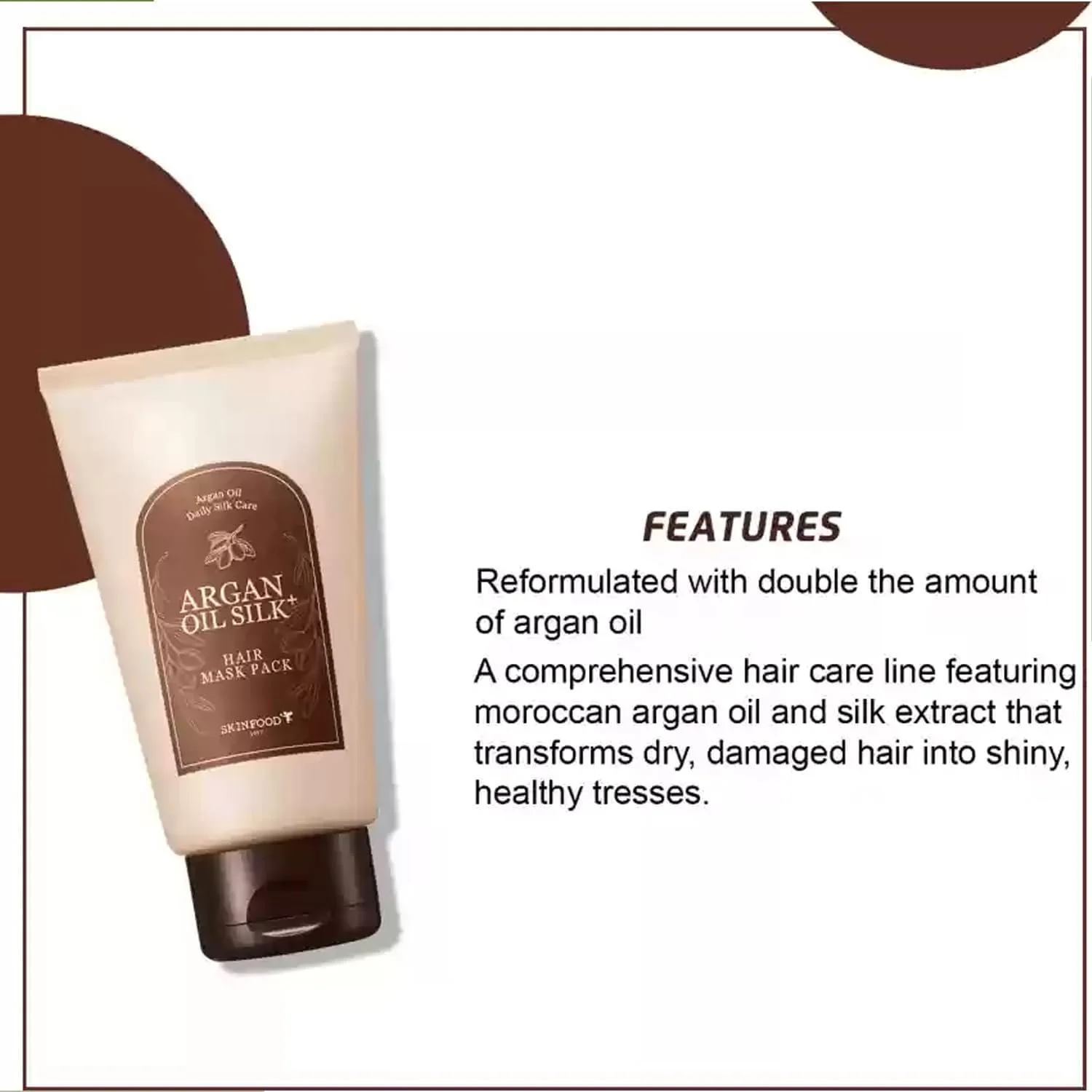 SKIN FOOD از سال 1957 SKINFOOD ماسک موی روغن آرگان Silk+، درمان مو با روغن آرگان مغذی و مرطوب کننده، درخشش مو و خاصیت ارتجاعی موج دار برای موهای آسیب دیده و خشک SKIN FOOD از سال 1957 SKINFOOD ماسک موی روغن آرگان Silk+، درمان مو با روغن آرگان مغذی و مرطوب کننده، درخشش مو و خاصیت ارتجاعی موج دار برای موهای آسیب دیده و خشک