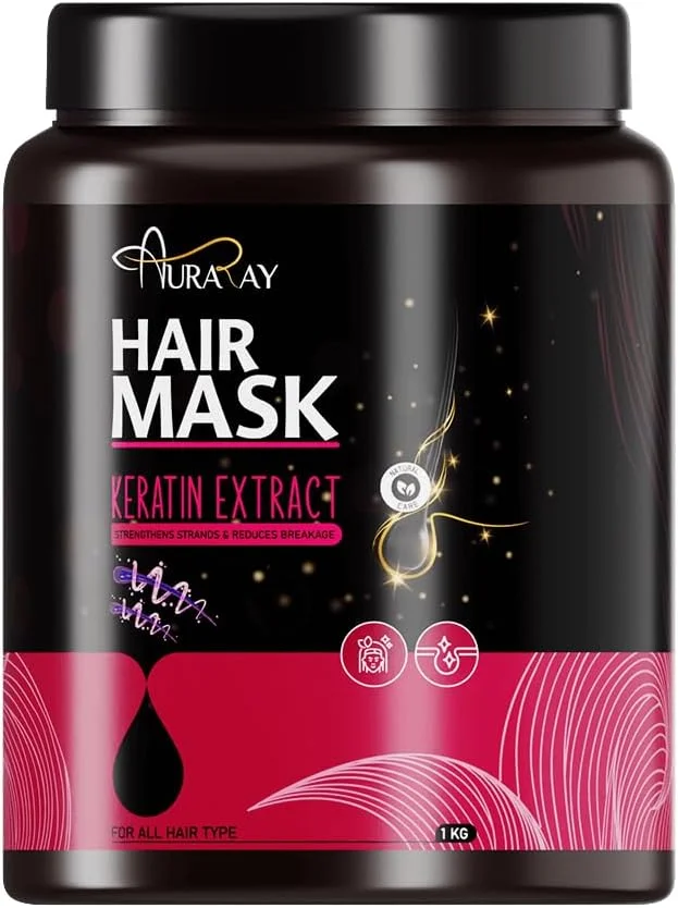 ماسک مو AuraRay حاوی عصاره کراتین، درمان حرفه ای مو، 1000 میلی لیتر ماسک مو AuraRay حاوی عصاره کراتین، درمان حرفه ای مو، 1000 میلی لیتر