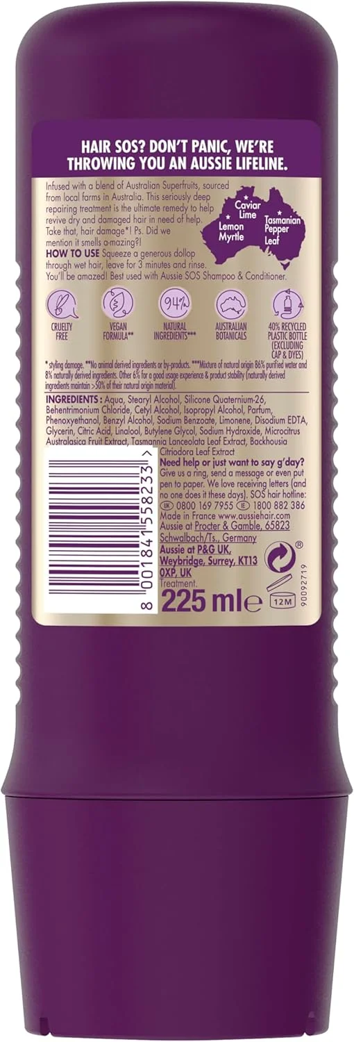 ماسک موی ترمیم کننده عمیق 3 دقیقه ای آوسی SOS Kiss of Life برای موهای خشک و آسیب دیده، 225 میلی لیتر ماسک موی ترمیم کننده عمیق 3 دقیقه ای آوسی SOS Kiss of Life برای موهای خشک و آسیب دیده، 225 میلی لیتر