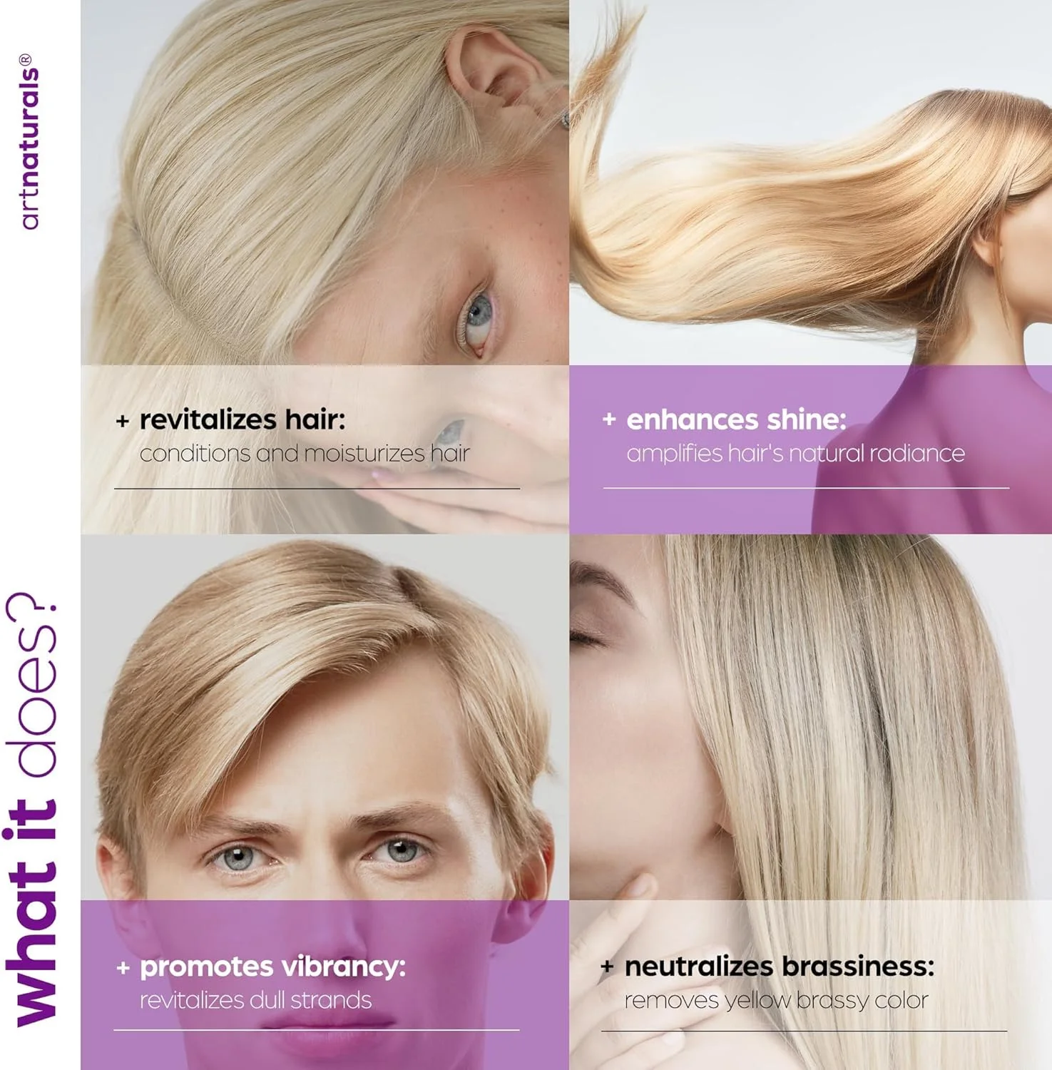 ماسک موی بنفش آرت نچرالز برای موهای بلوند، نقره ای و پلاتینه - از بین برنده رنگ زرد و نارنجی، ترمیم کننده موهای خشک و دکلره شده - درمان نرم کننده عمیق و مرطوب کننده مو - بدون سولفات (237 میلی لیتر/226 گرم) ماسک موی بنفش آرت نچرالز برای موهای بلوند، نقره ای و پلاتینه - از بین برنده رنگ زرد و نارنجی، ترمیم کننده موهای خشک و دکلره شده - درمان نرم کننده عمیق و مرطوب کننده مو - بدون سولفات (237 میلی لیتر/226 گرم)