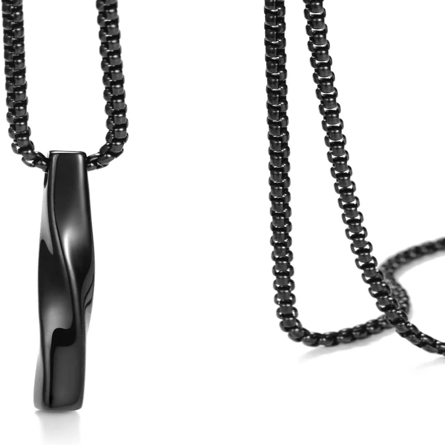 گردنبند نقره ای مردانه و زنانه، آویز استیل با زنجیر طرح مکعب پیچ خورده