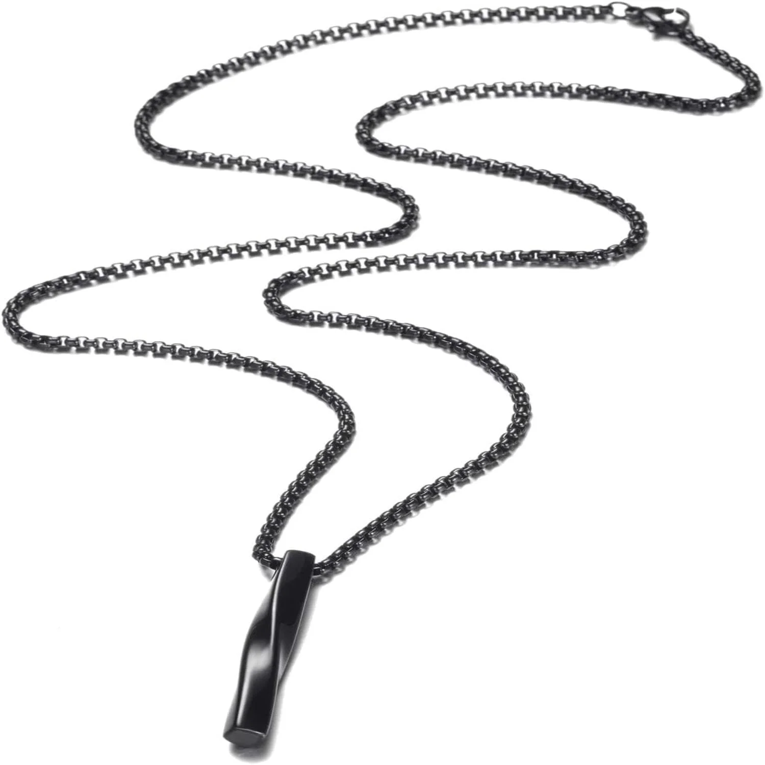 گردنبند نقره ای مردانه و زنانه، آویز استیل با زنجیر طرح مکعب پیچ خورده