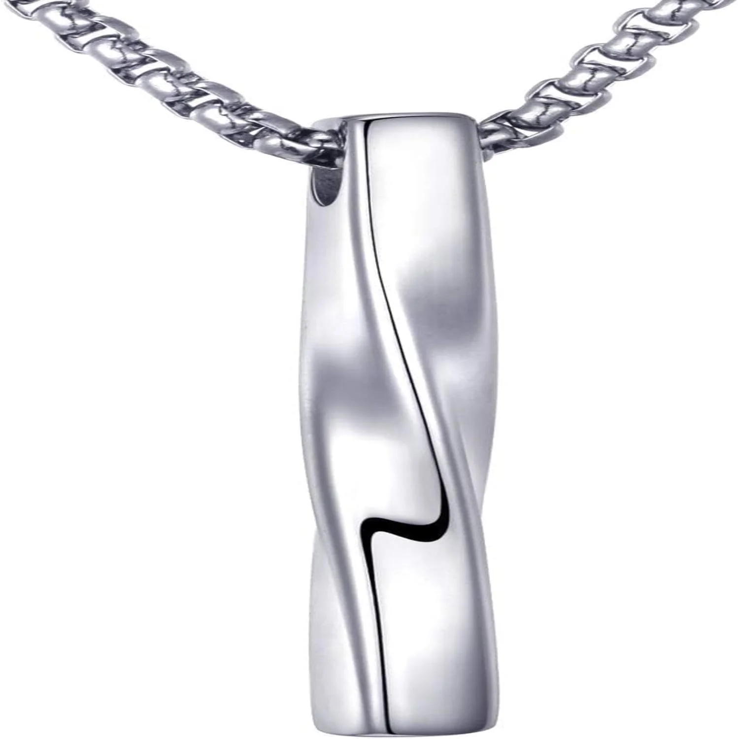 گردنبند نقره ای مردانه و زنانه، آویز استیل با زنجیر طرح مکعب پیچ خورده