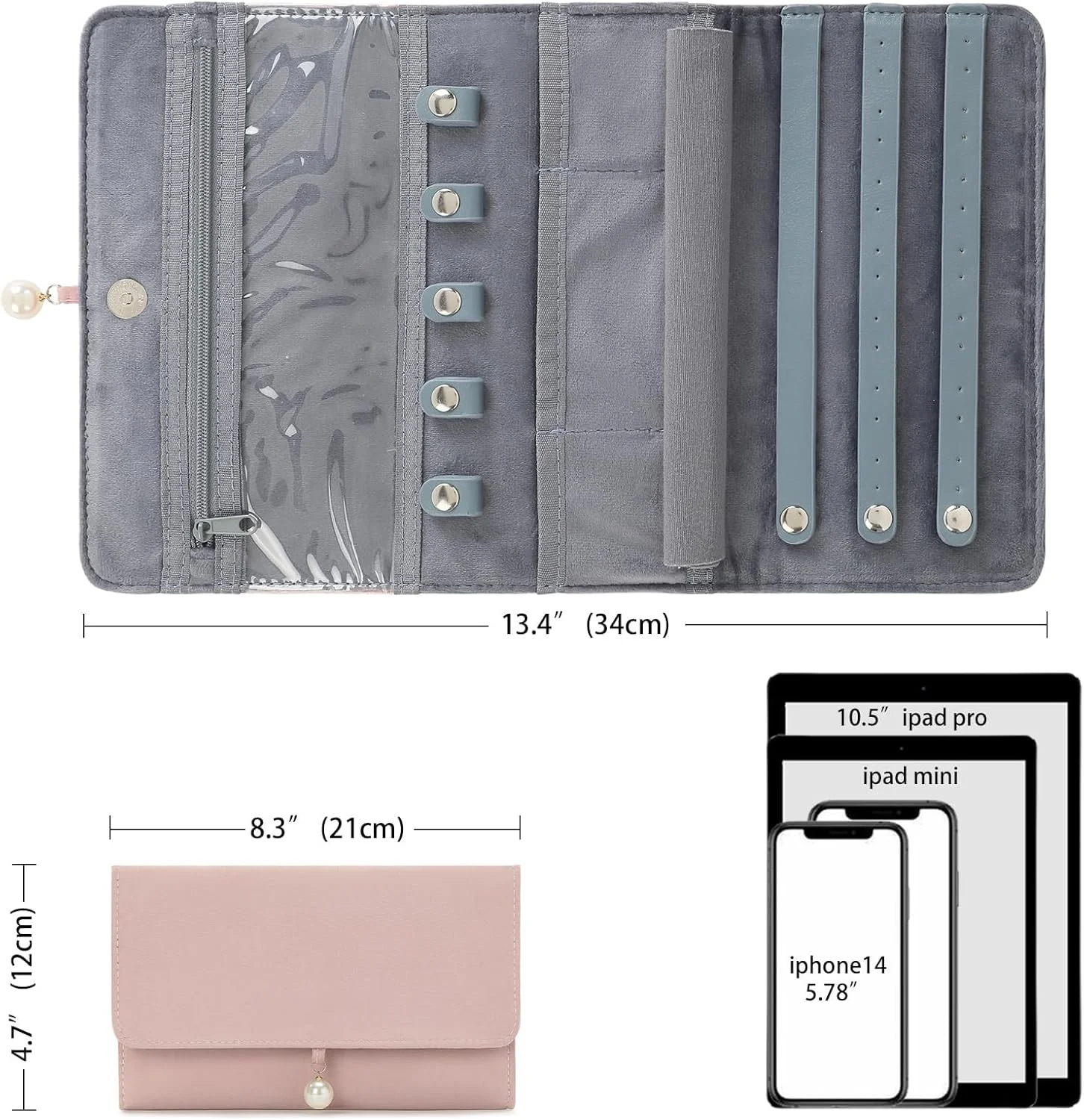 کیف رولی نظم دهنده جواهرات مسافرتی، نظم دهنده جواهرات، کیف رولی تاشو برای نگهداری جواهرات، کیف تاشو جواهرات مناسب سفر - انگشتر، گردنبند، دستبند، گوشواره، برگ سفید کیف رولی نظم دهنده جواهرات مسافرتی، نظم دهنده جواهرات، کیف رولی تاشو برای نگهداری جواهرات، کیف تاشو جواهرات مناسب سفر - انگشتر، گردنبند، دستبند، گوشواره، برگ سفید