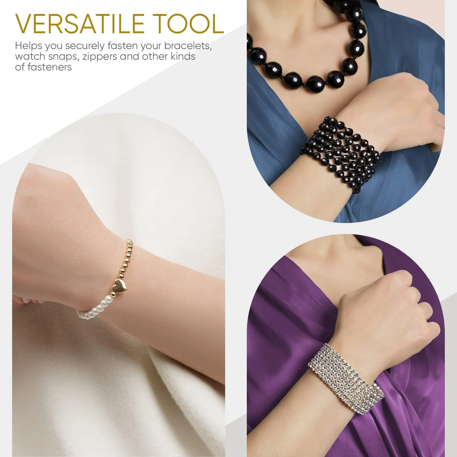 ابزار کمک کننده دستبند - ابزار کمک کننده بست برای دستبند، گردنبند، جواهرات، ساعت - گیره، کمک کننده قفل - استفاده آسان به تنهایی، قابل حمل، ساخته شده از فلز، رز ابزار کمک کننده دستبند - ابزار کمک کننده بست برای دستبند، گردنبند، جواهرات، ساعت - گیره، کمک کننده قفل - استفاده آسان به تنهایی، قابل حمل، ساخته شده از فلز، رز
