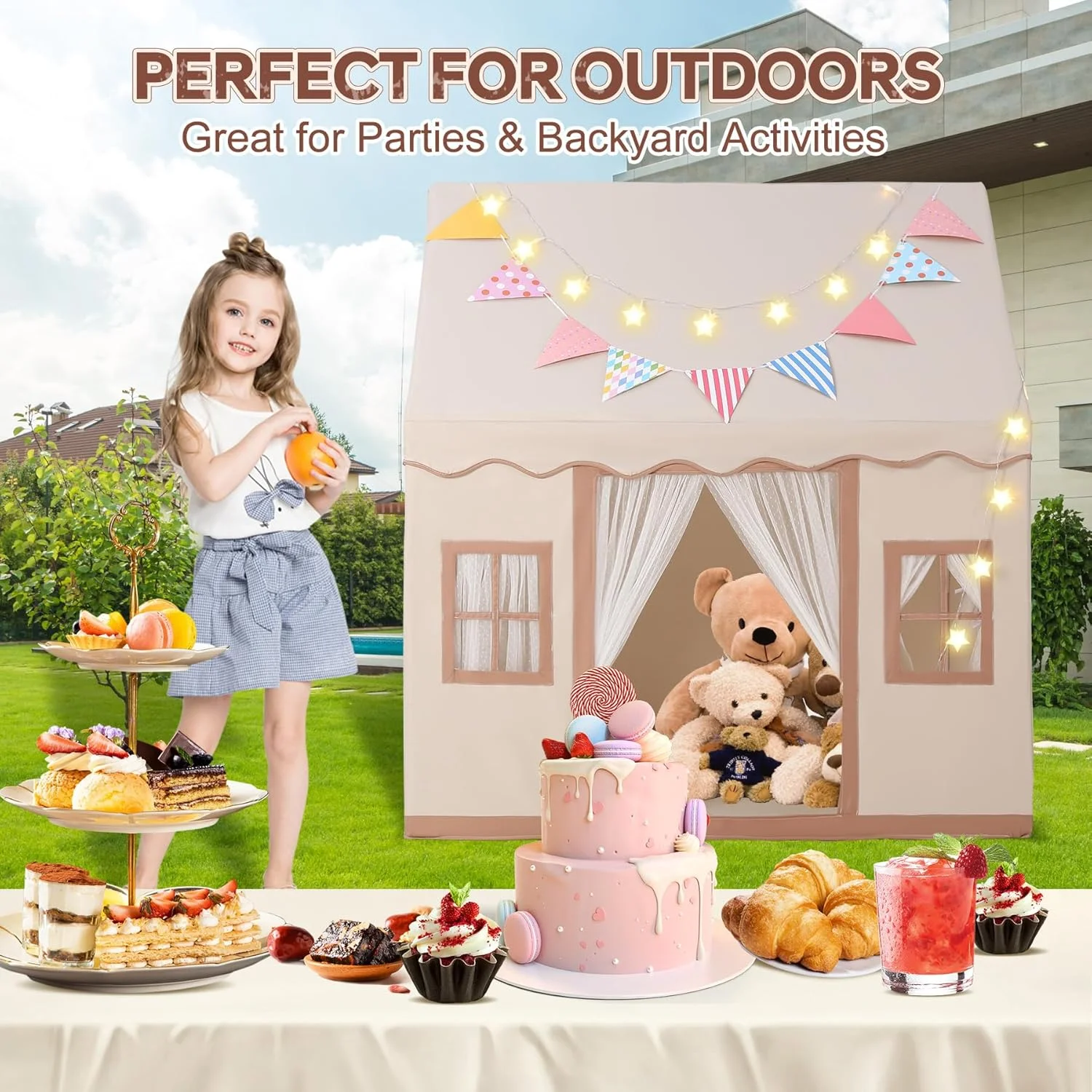 چادر بازی بزرگ ERTYU برای کودکان، چادر بازی کودک نوپا با تزئینات جشن تولد، خانه بازی سرپوشیده و فضای باز برای چادر قلعه شاهزاده خانم کودک، اسباب بازی های اتاق سرپوشیده کودکان برای پسران و دختران 3-10 ساله چادر بازی بزرگ ERTYU برای کودکان، چادر بازی کودک نوپا با تزئینات جشن تولد، خانه بازی سرپوشیده و فضای باز برای چادر قلعه شاهزاده خانم کودک، اسباب بازی های اتاق سرپوشیده کودکان برای پسران و دختران 3-10 ساله