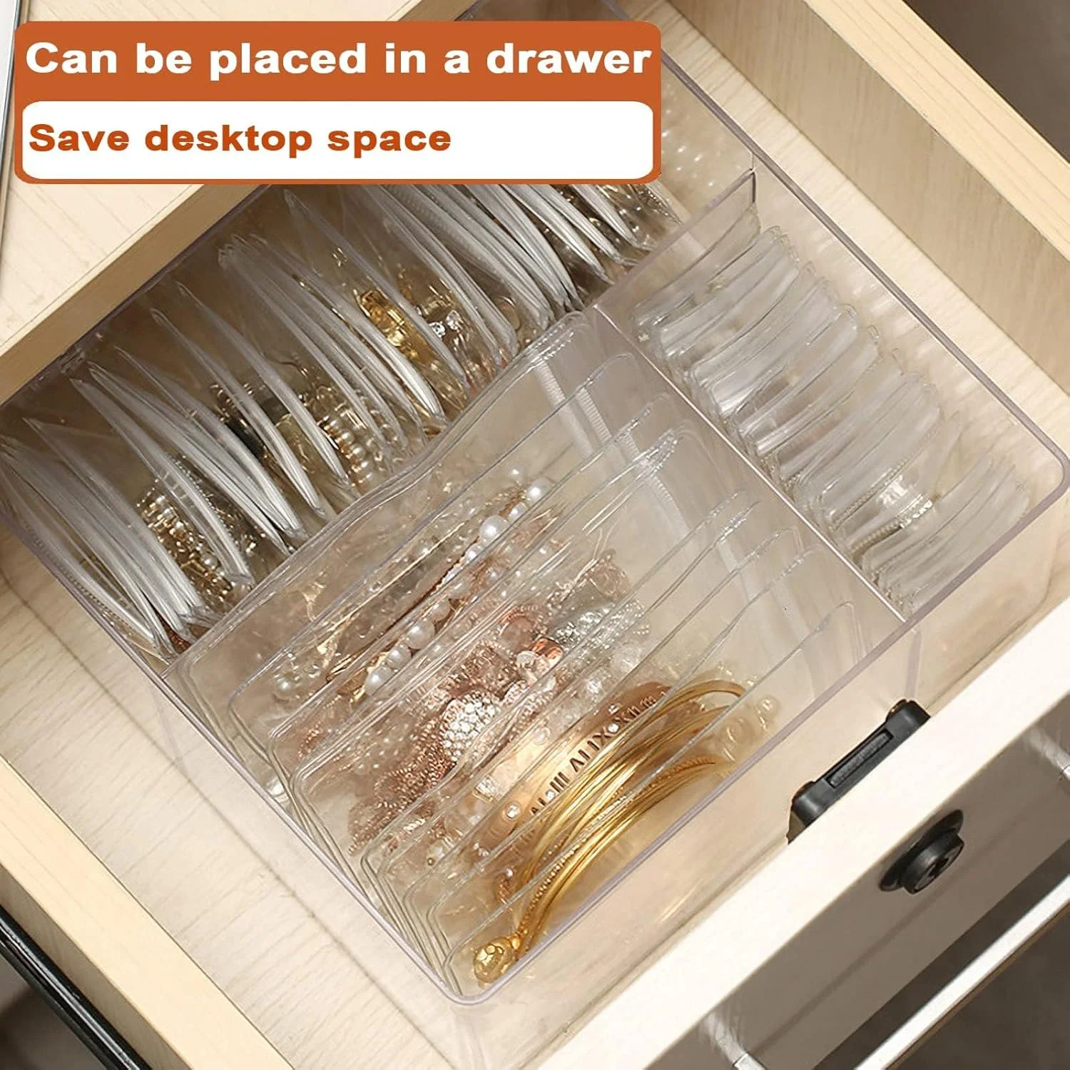 جعبه نگهداری جواهرات شفاف خزنه، جعبه سازمان دهنده کشویی اکریلیک شفاف با 10 کیسه بزرگ برای دستبند، 30 کیسه متوسط برای گردنبند، 20 کیسه کوچک برای انگشتر، بسته بندی جداگانه، حمل آسان جعبه نگهداری جواهرات شفاف خزنه، جعبه سازمان دهنده کشویی اکریلیک شفاف با 10 کیسه بزرگ برای دستبند، 30 کیسه متوسط برای گردنبند، 20 کیسه کوچک برای انگشتر، بسته بندی جداگانه، حمل آسان