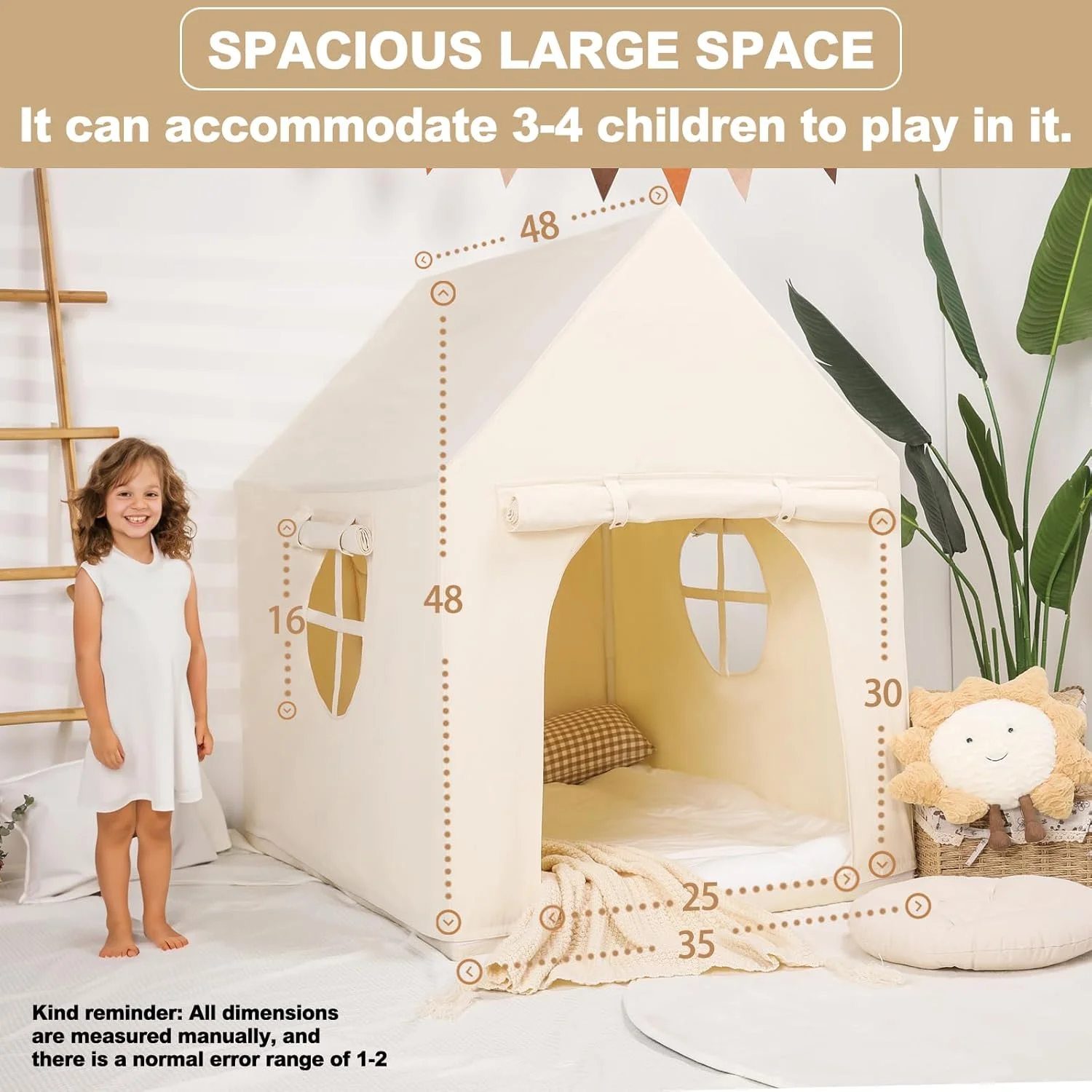 چادر بازی کودکانه بوم نقاشی HIZIM، خانه بازی سرپوشیده برای کودکان نوپا، چادرهای تیپی خانه بازی داخل اتاق بازی برای دختران و پسران، چادر بازی کودکان نوپا برای داخل و خارج از منزل