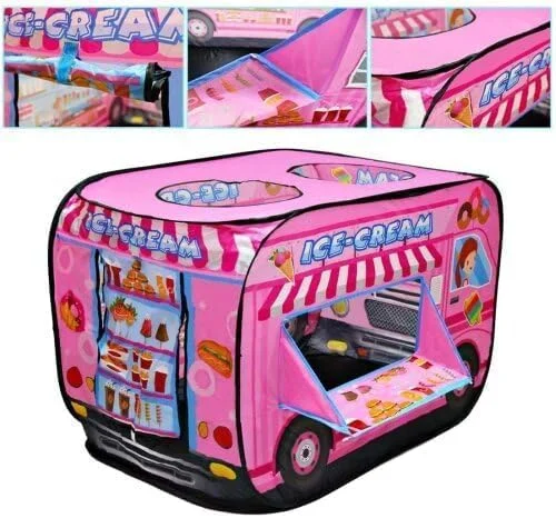 چادر بازی کودکانه، چادر بازی طرح ماشین بستنی برای پسران و دختران، مناسب فعالیت های داخل و خارج از خانه، خانه بازی تاشو