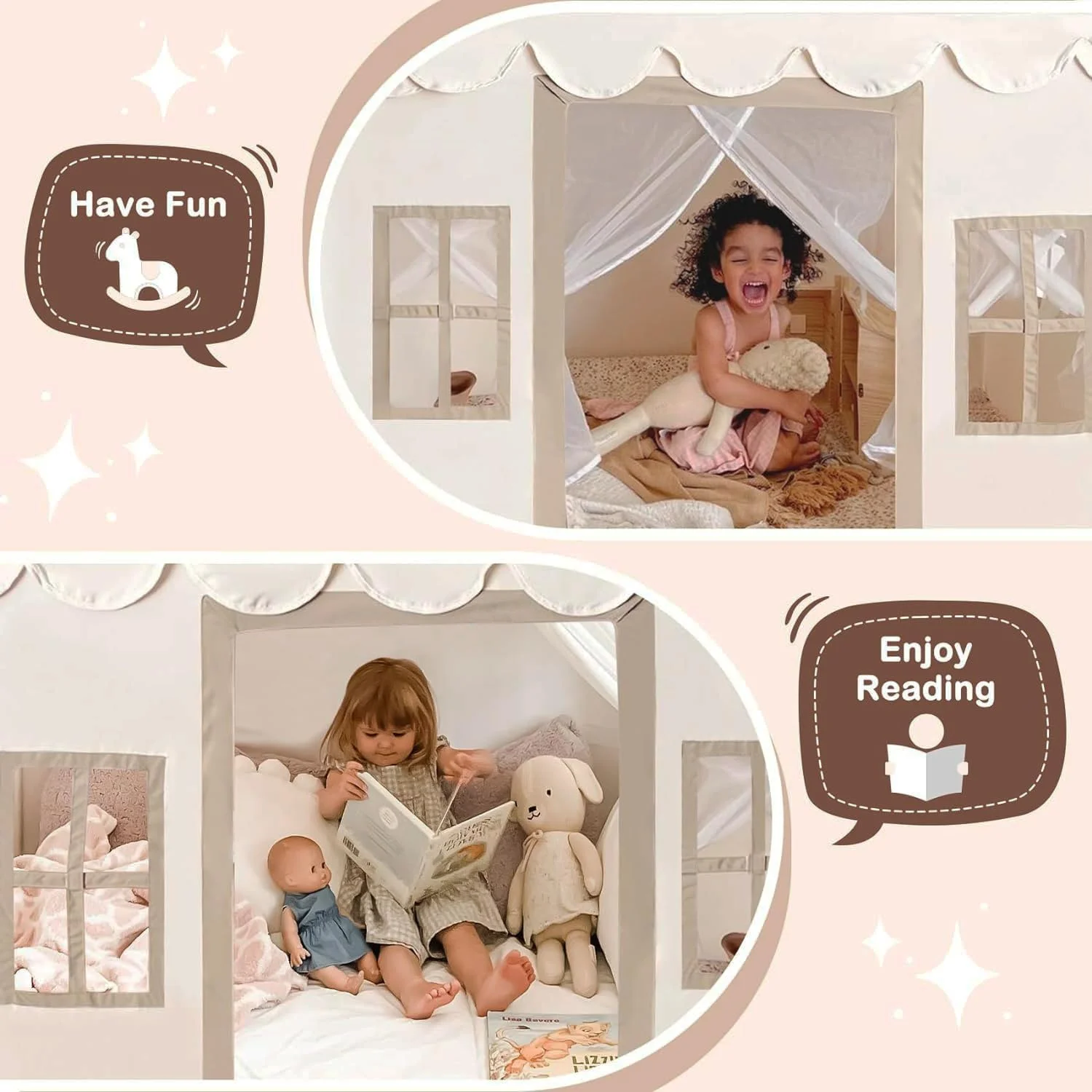 خانه چادری بزرگ کودکان HJB VISSO مناسب فضای داخلی و خارجی، چادر بازی کودکان نوپا با دکوراسیون جشن تولد، خانه بازی چادری قلعه پرنسس برای نوزاد، اسباب بازی اتاق داخلی کودکان برای دختران و پسران 3، 4، 5، 6-10 ساله خانه چادری بزرگ کودکان HJB VISSO مناسب فضای داخلی و خارجی، چادر بازی کودکان نوپا با دکوراسیون جشن تولد، خانه بازی چادری قلعه پرنسس برای نوزاد، اسباب بازی اتاق داخلی کودکان برای دختران و پسران 3، 4، 5، 6-10 ساله