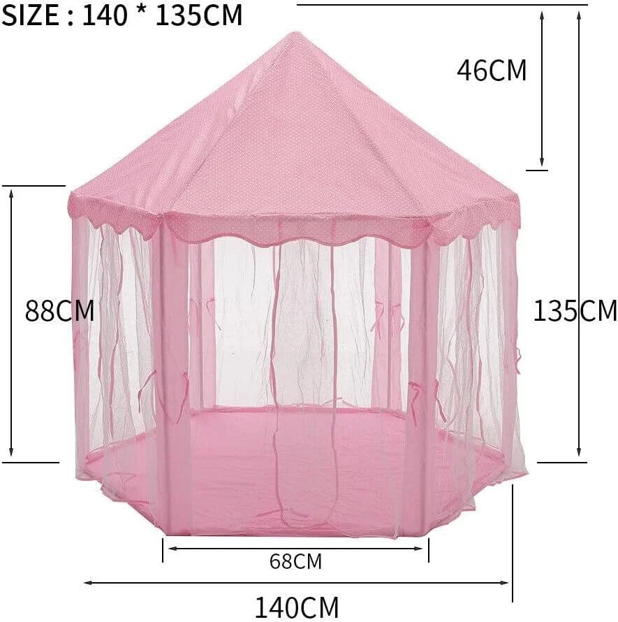 چادر بازی قلعه پرنسس GO2CAMPS مناسب دختران، اسباب بازی داخل و خارج از خانه - 140x135x140 سانتی متر | چادر بازی شش ضلعی قلعه پرنسس | چادر بازی کودک، هدیه تولد برای دختران چادر بازی قلعه پرنسس GO2CAMPS مناسب دختران، اسباب بازی داخل و خارج از خانه - 140x135x140 سانتی متر | چادر بازی شش ضلعی قلعه پرنسس | چادر بازی کودک، هدیه تولد برای دختران