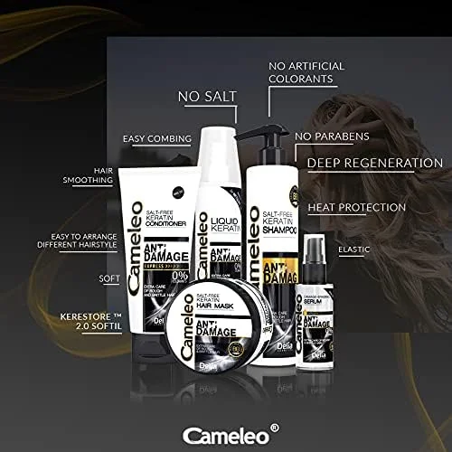 کرم موی کراتین Cameleo - ماسک کراتین برای موهای به شدت آسیب دیده - ترمیم کننده، مغذی، مرطوب کننده و درمان کننده موهای شکننده و خشک - کراتین بیومیمتیک و روغن آرگان - محافظت حرارتی - 200 میلی لیتر کرم موی کراتین Cameleo - ماسک کراتین برای موهای به شدت آسیب دیده - ترمیم کننده، مغذی، مرطوب کننده و درمان کننده موهای شکننده و خشک - کراتین بیومیمتیک و روغن آرگان - محافظت حرارتی - 200 میلی لیتر