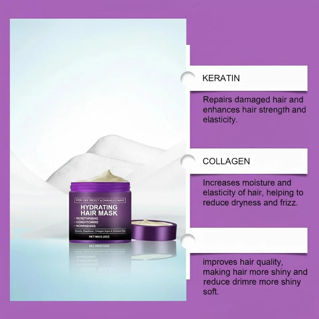 ماسک مو کلاژن، درمان کراتینه برای موهای خشک و آسیب دیده، مرطوب کننده و مراقبت از مو، تغذیه عمیق و صاف کننده، حاوی روغن آرگان، 100 گرم ماسک مو کلاژن، درمان کراتینه برای موهای خشک و آسیب دیده، مرطوب کننده و مراقبت از مو، تغذیه عمیق و صاف کننده، حاوی روغن آرگان، 100 گرم