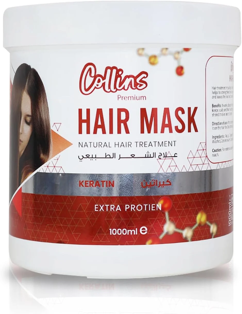 ماسک مو کراتینه پریمیوم کالینز، پروتئین اضافی، درمان طبیعی مو - بسته 1000 میلی لیتری