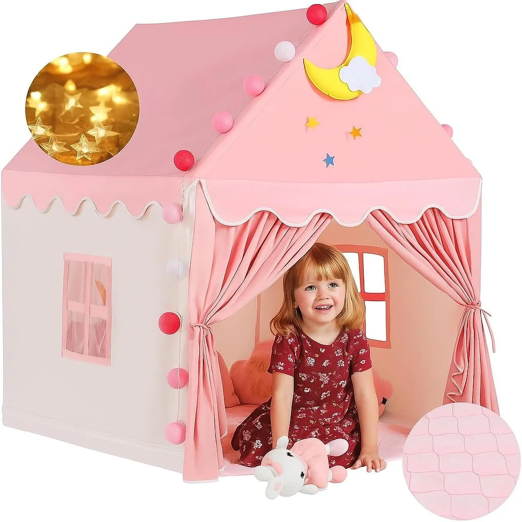 چادر بازی کودک به همراه چراغ و چراغ های ستاره ای - چادرهای بازی کودکان برای کودکان نوپا، چادرهای بازی کودکان، خانه بازی سرپوشیده - چادر پرنسس برای دختران، خانه اسباب بازی، هدیه چادر بازی کودک به همراه چراغ و چراغ های ستاره ای - چادرهای بازی کودکان برای کودکان نوپا، چادرهای بازی کودکان، خانه بازی سرپوشیده - چادر پرنسس برای دختران، خانه اسباب بازی، هدیه