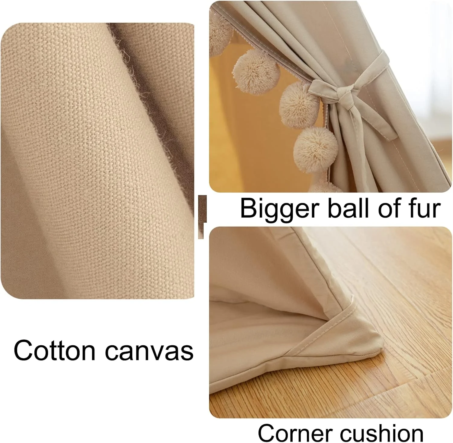 چادر تیپی برای کودکان، چادر بازی داخلی، بوم پنبه ای، مناسب دختران و پسران، طراحی توپک پوم پوم با زیرانداز، کیف حمل، بنر، کلبه بازی با چراغ ستاره ای، چادر تاشو برای کودکان چادر تیپی برای کودکان، چادر بازی داخلی، بوم پنبه ای، مناسب دختران و پسران، طراحی توپک پوم پوم با زیرانداز، کیف حمل، بنر، کلبه بازی با چراغ ستاره ای، چادر تاشو برای کودکان