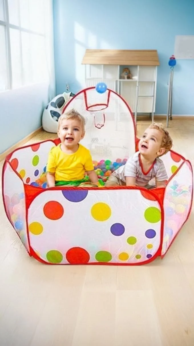 چادر بازی کودک سوییت سون® با استخر توپ و حلقه بسکتبال کوچک برای کودکان نوپا، کودکان و حیوانات خانگی - سرگرمی داخل و خارج از خانه، طراحی قابل حمل 1.2 متری برای بازی و رشد فعال (توپ ها شامل نمی شوند) چادر بازی کودک سوییت سون® با استخر توپ و حلقه بسکتبال کوچک برای کودکان نوپا، کودکان و حیوانات خانگی - سرگرمی داخل و خارج از خانه، طراحی قابل حمل 1.2 متری برای بازی و رشد فعال (توپ ها شامل نمی شوند)