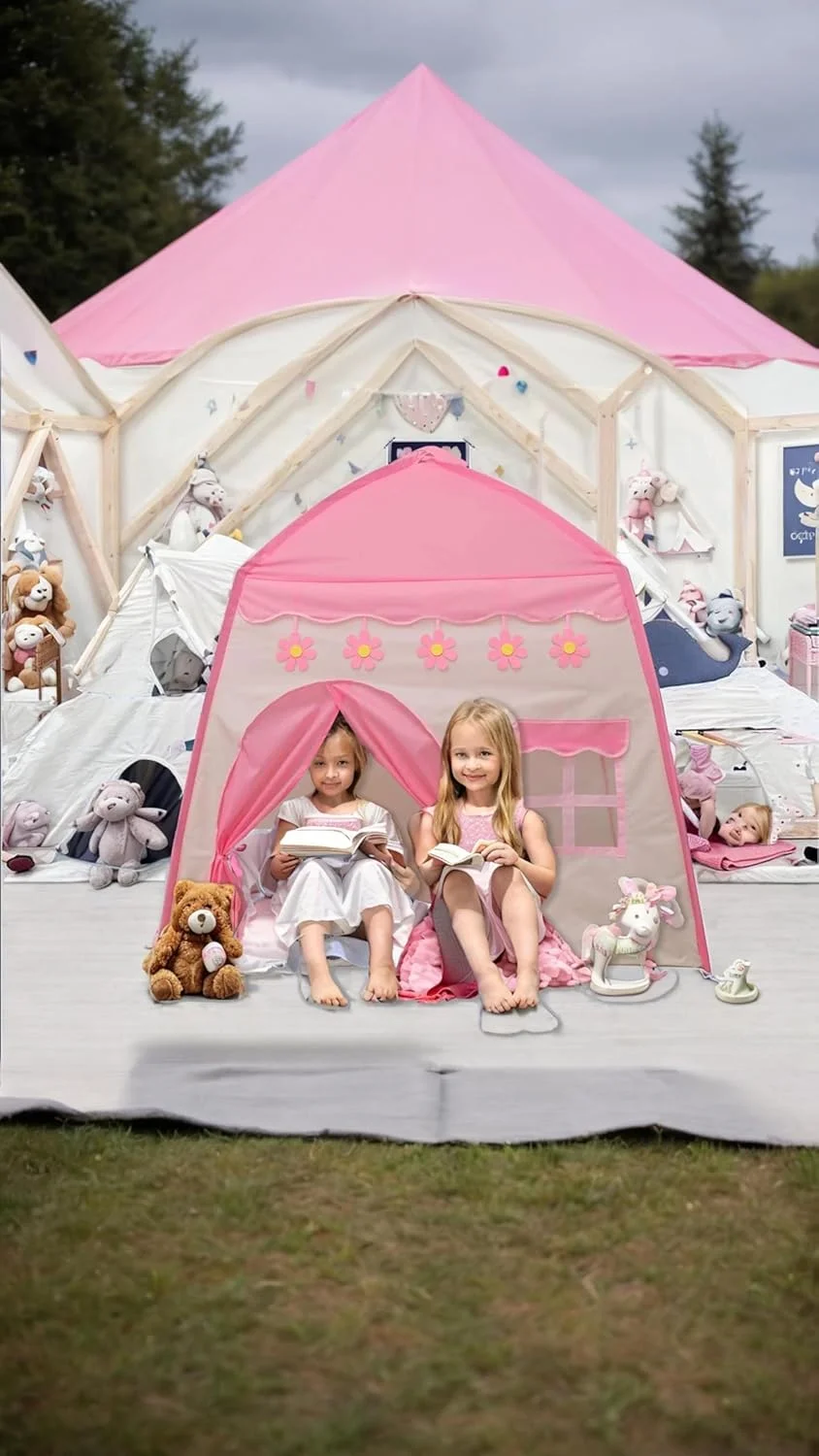 چادر بازی قلعه صورتی جذاب Sweet seven برای کودکان به همراه چراغ های ستاره ای - خانه بازی داخلی و خارجی برای پسران و دختران - 51"x40" - پارچه آکسفورد 210D بادوام چادر بازی قلعه صورتی جذاب Sweet seven برای کودکان به همراه چراغ های ستاره ای - خانه بازی داخلی و خارجی برای پسران و دختران - 51"x40" - پارچه آکسفورد 210D بادوام