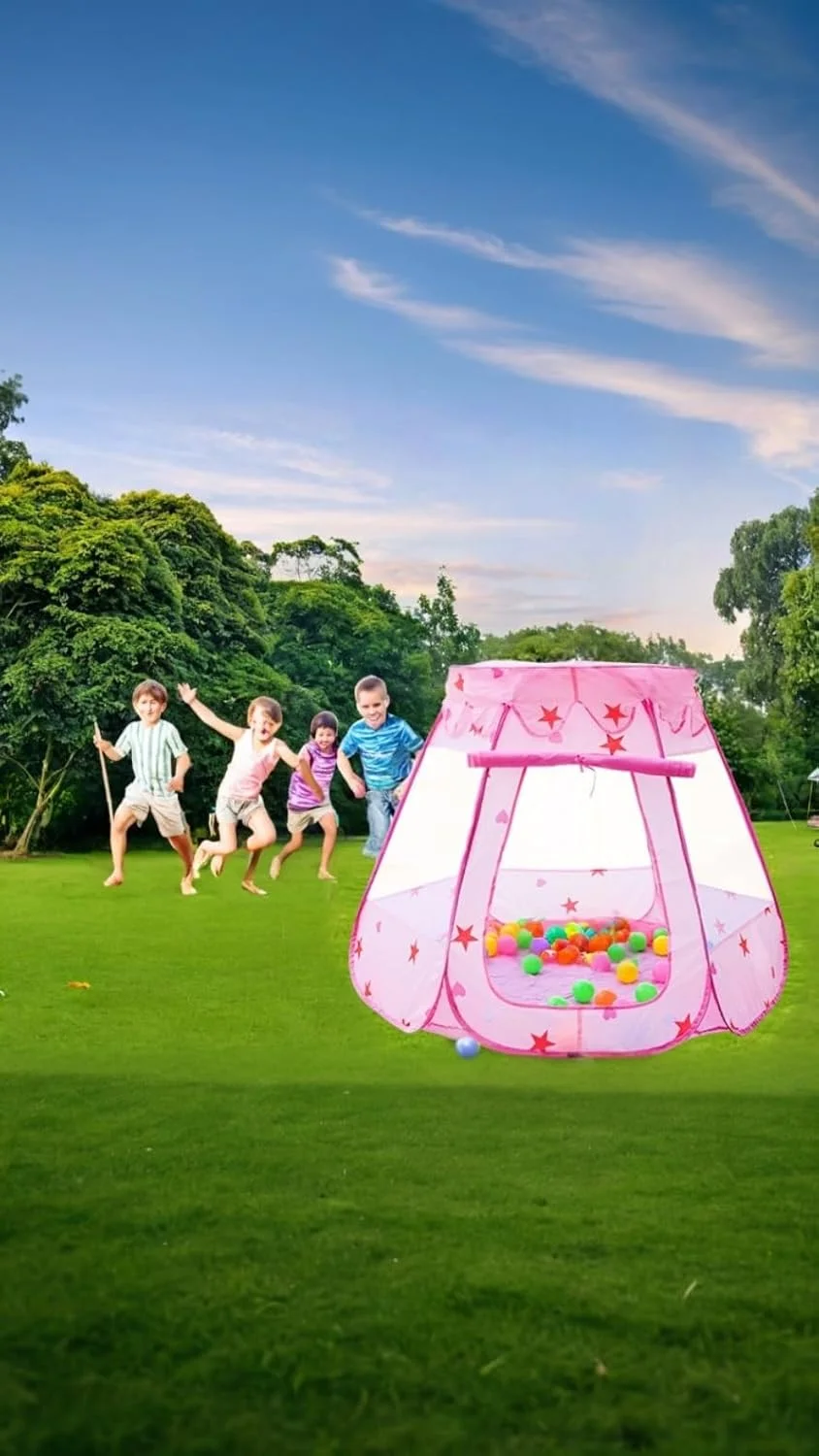 چادر بازی کودک سوییت سون®، صورتی، چادر بازی کودکان مناسب فضای داخلی و خارجی، چادر بازی سرگرم کننده برای دختران و پسران (توپ های رنگی شامل نمی شود)