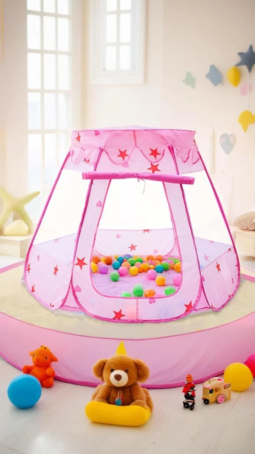 چادر بازی کودک سوییت سون®، صورتی، چادر بازی کودکان مناسب فضای داخلی و خارجی، چادر بازی سرگرم کننده برای دختران و پسران (توپ های رنگی شامل نمی شود)