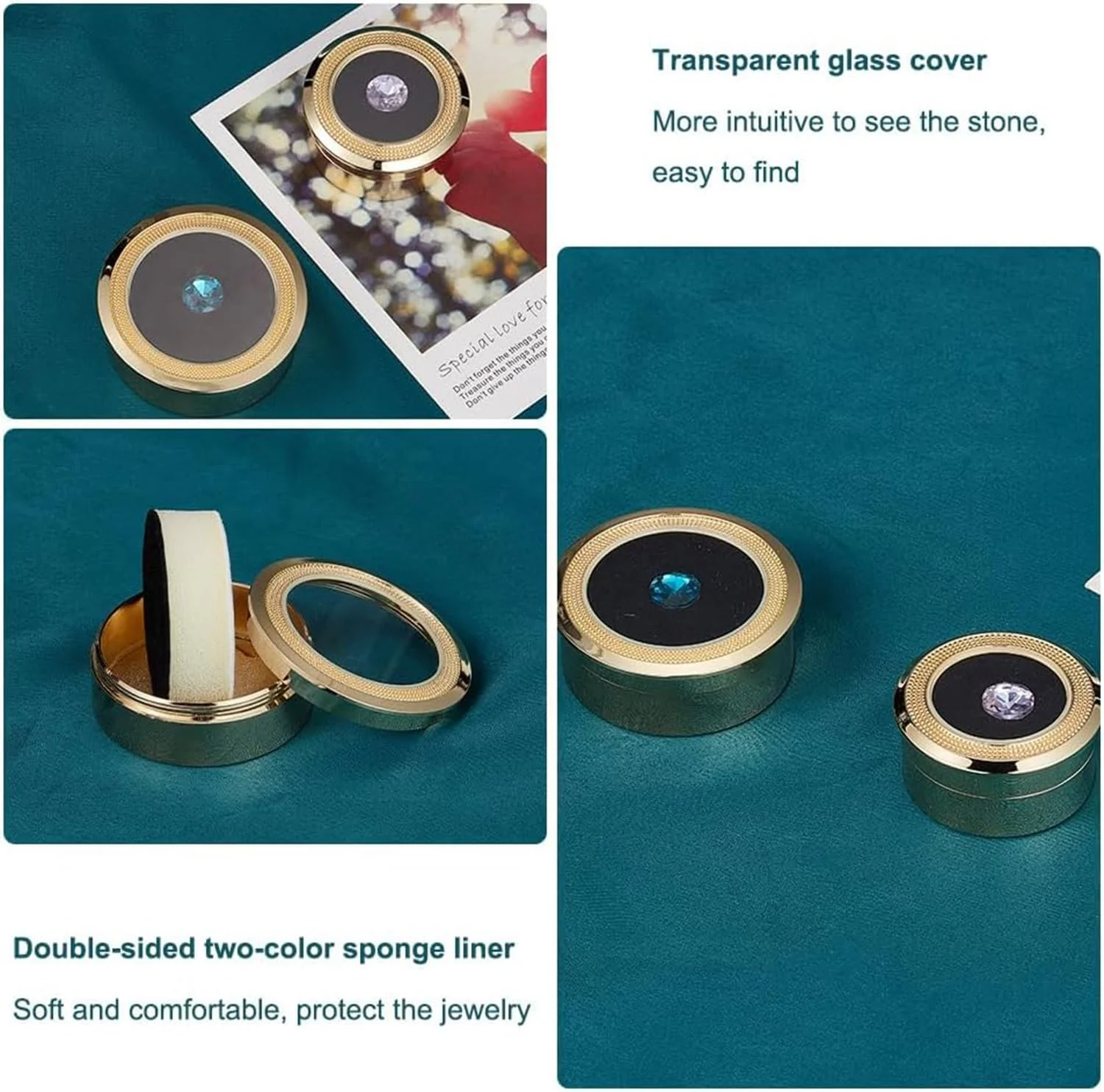 جعبه نمایش جواهرات Excefore، جعبه گرد برای نمایش الماس و سنگ های قیمتی، جعبه جواهرات آلیاژ طلایی با پنجره برای پیشنهاد ازدواج، مناسب برای جواهرات، الماس، گردنبند عروسی، در 2 اندازه جعبه نمایش جواهرات Excefore، جعبه گرد برای نمایش الماس و سنگ های قیمتی، جعبه جواهرات آلیاژ طلایی با پنجره برای پیشنهاد ازدواج، مناسب برای جواهرات، الماس، گردنبند عروسی، در 2 اندازه