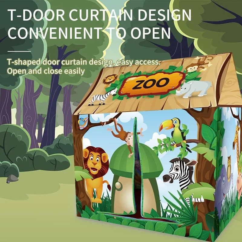 چادر بازی کودکانه TAPIT با طرح باغ وحش/فروشگاه آبنبات، خانه بازی خیالی با قابلیت تاشو، مناسب برای اتاق بازی، بازی، مهمانی، هدیه تولد، اسباب بازی برای پسران و دختران (A01-باغ وحش)