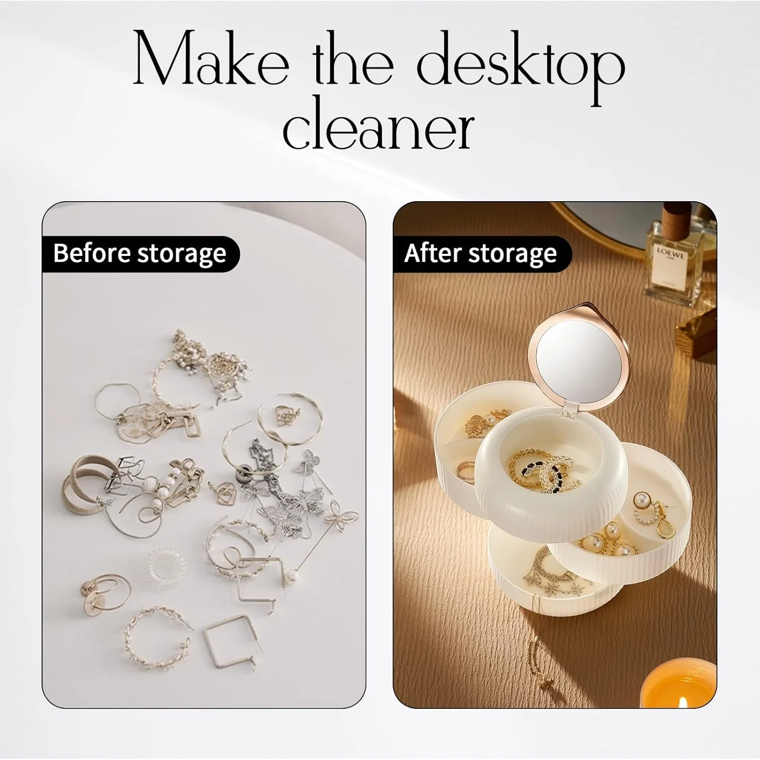 جعبه جواهرات چرخشی اکسفور، سازمان دهنده جواهرات 4 لایه، سینی نگهداری لوازم جانبی جواهرات با درب، چرخش 360 درجه با آینه، جعبه جواهرات برای کش مو، گوشواره، انگشتر و دستبند گردنبند جعبه جواهرات چرخشی اکسفور، سازمان دهنده جواهرات 4 لایه، سینی نگهداری لوازم جانبی جواهرات با درب، چرخش 360 درجه با آینه، جعبه جواهرات برای کش مو، گوشواره، انگشتر و دستبند گردنبند