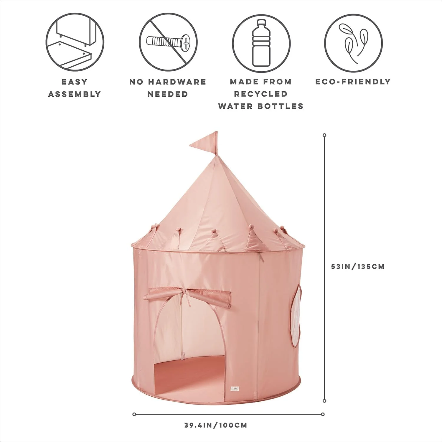 چادر بازی کودکانه 3 Sprouts مدل قلعه با پارچه بازیافتی برای بازی های داخل و خارج از خانه - صورتی مات چادر بازی کودکانه 3 Sprouts مدل قلعه با پارچه بازیافتی برای بازی های داخل و خارج از خانه - صورتی مات