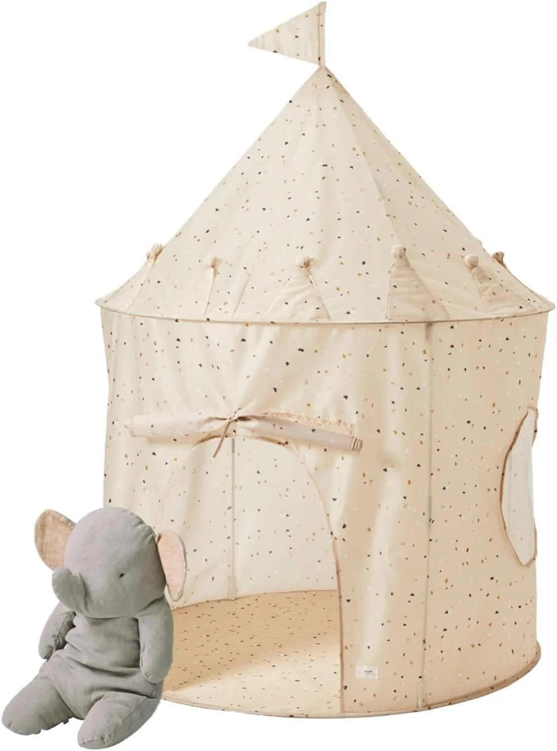چادر بازی کودکانه 3 Sprouts مدل قلعه با پارچه بازیافتی برای بازی های داخل و خارج از خانه - طرح Terrazzo Beige چادر بازی کودکانه 3 Sprouts مدل قلعه با پارچه بازیافتی برای بازی های داخل و خارج از خانه - طرح Terrazzo Beige