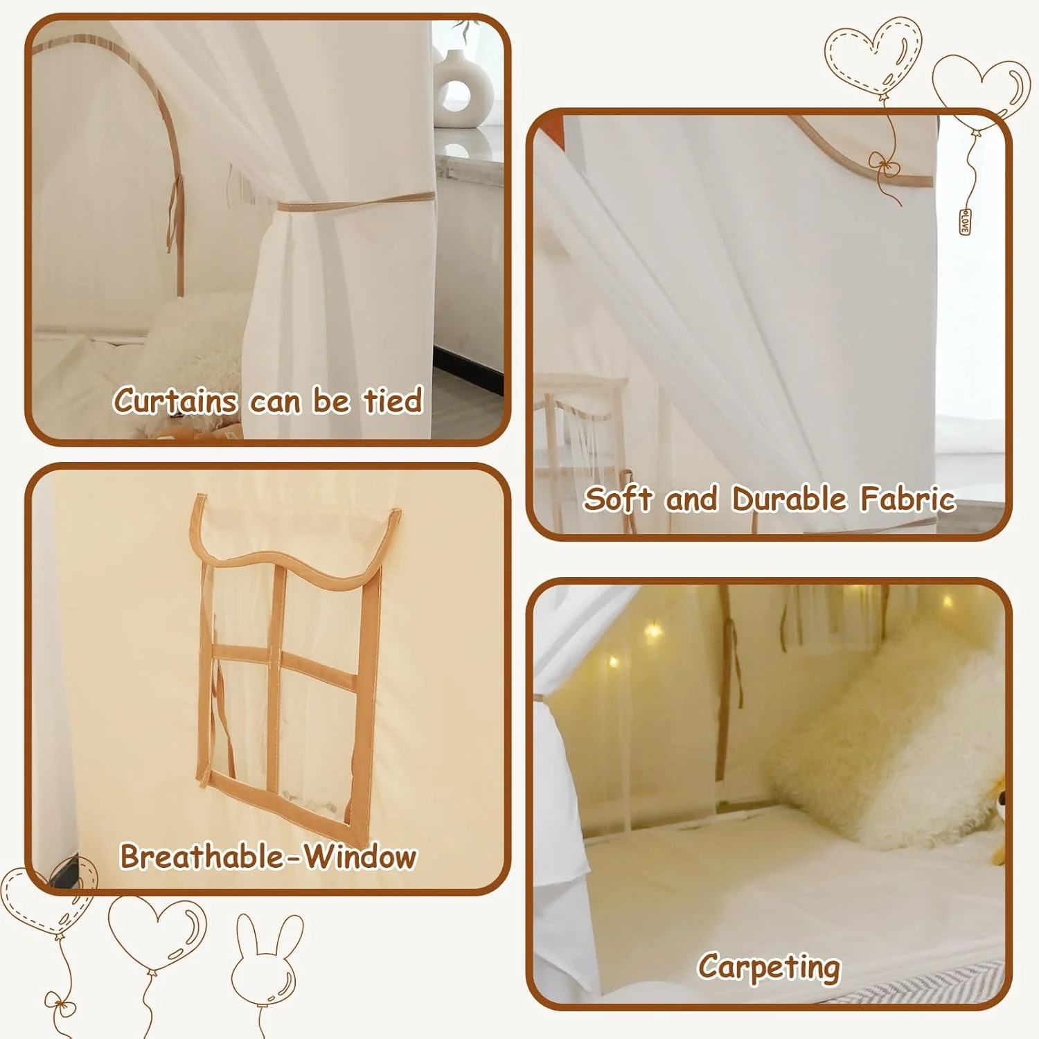 خانه بازی چادری بزرگ کودک STANEW، چادر تاشو کودک مناسب برای پسران و دختران 3 تا 15 ساله، چادر قلعه ای مناسب فضای داخلی و خارجی (بزرگسالان نیز می توانند وارد شوند)، شامل چراغ ستاره ای، پرچم، تشک های نرم، چادر تیپی 132*92*128 سانتی متر - کرم خانه بازی چادری بزرگ کودک STANEW، چادر تاشو کودک مناسب برای پسران و دختران 3 تا 15 ساله، چادر قلعه ای مناسب فضای داخلی و خارجی (بزرگسالان نیز می توانند وارد شوند)، شامل چراغ ستاره ای، پرچم، تشک های نرم، چادر تیپی 132*92*128 سانتی متر - کرم