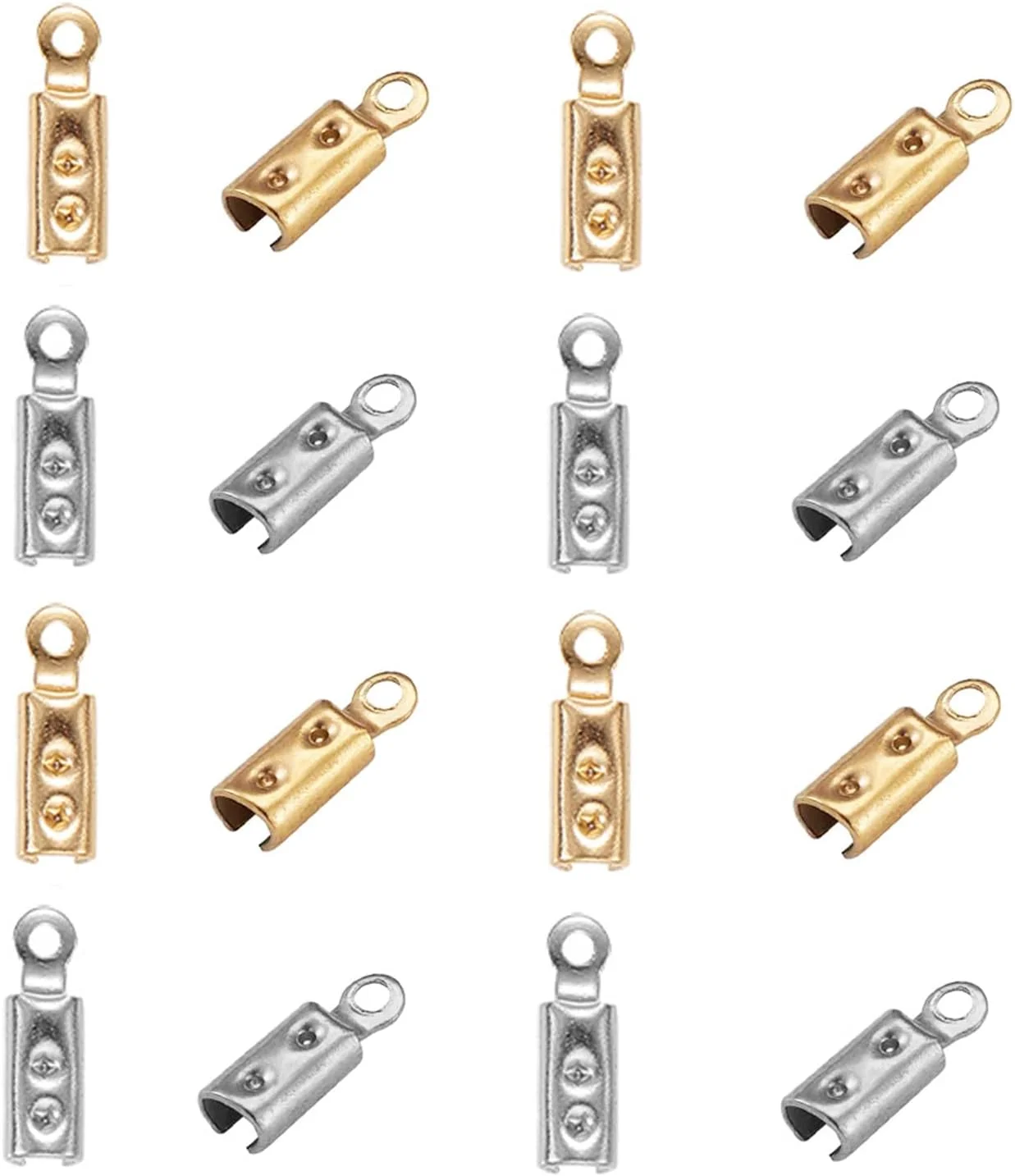 اتصالات تاشو Excefore، 100 عدد، 2 رنگ، استیل ضد زنگ 304، مناسب برای انتهای بند، منگوله، روبان چرمی، گردنبند و لوازم جانبی جواهرات اتصالات تاشو Excefore، 100 عدد، 2 رنگ، استیل ضد زنگ 304، مناسب برای انتهای بند، منگوله، روبان چرمی، گردنبند و لوازم جانبی جواهرات