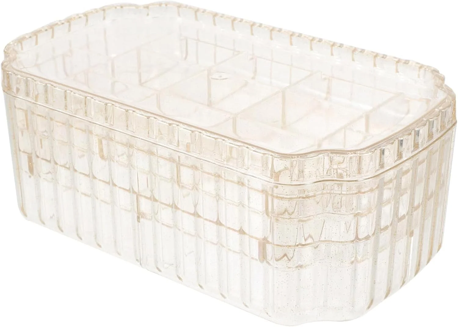 جعبه جواهرات 3 لایه Excefore، جعبه جواهرات مسافرتی، ظروف نگهداری پلاستیکی شفاف، جعبه جواهرات کوچک قابل حمل برای گوشواره، انگشتر، گردنبند، دستبند، کاردستی، طلایی