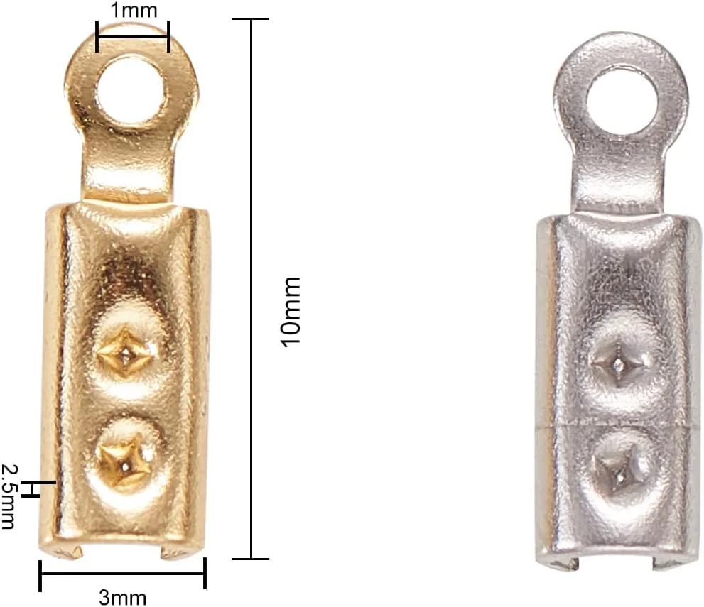 اتصالات تاشو Excefore، 100 عدد، 2 رنگ، استیل ضد زنگ 304، مناسب برای انتهای بند، منگوله، روبان چرمی، گردنبند و لوازم جانبی جواهرات اتصالات تاشو Excefore، 100 عدد، 2 رنگ، استیل ضد زنگ 304، مناسب برای انتهای بند، منگوله، روبان چرمی، گردنبند و لوازم جانبی جواهرات