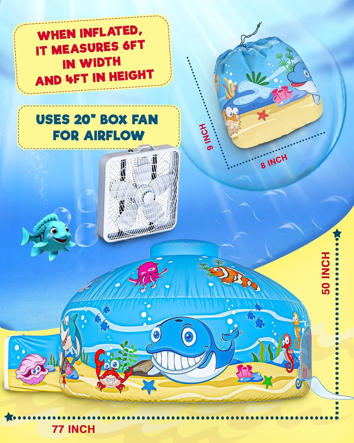 چادر بادی کودک Skywin، چادر بادی برای کودکان، خانه بازی با در - ابعاد 195x127 سانتی متر، در عرض چند ثانیه راه اندازی و جمع می شود (پنکه شامل نمی شود) (طرح فضایی با در) (آبی اقیانوسی) چادر بادی کودک Skywin، چادر بادی برای کودکان، خانه بازی با در - ابعاد 195x127 سانتی متر، در عرض چند ثانیه راه اندازی و جمع می شود (پنکه شامل نمی شود) (طرح فضایی با در) (آبی اقیانوسی)