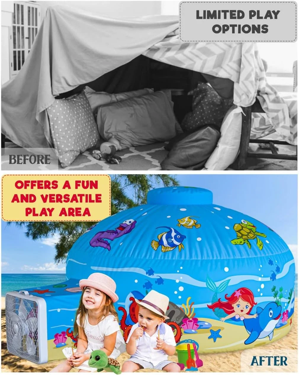 چادر بادی کودک Skywin، چادر بادی برای کودکان، خانه بازی با در - ابعاد 195x127 سانتی متر، در عرض چند ثانیه راه اندازی و جمع می شود (پنکه شامل نمی شود) (طرح فضایی با در) (آبی اقیانوسی) چادر بادی کودک Skywin، چادر بادی برای کودکان، خانه بازی با در - ابعاد 195x127 سانتی متر، در عرض چند ثانیه راه اندازی و جمع می شود (پنکه شامل نمی شود) (طرح فضایی با در) (آبی اقیانوسی)