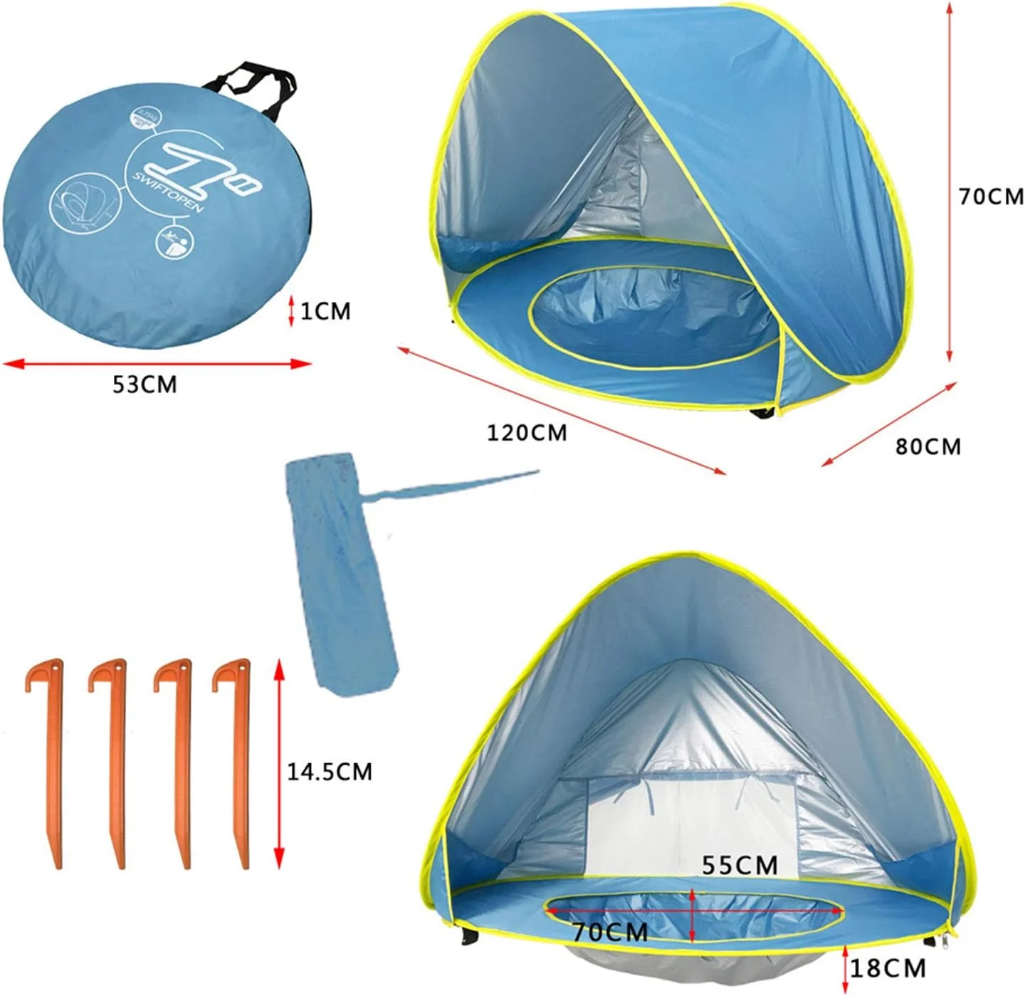 چادر بازی کودک SKEIDO، چادر ساحلی، چادر بازی کودکان، چادر پاپ آپ قابل حمل، سایه بان اتوماتیک UPF 50+، هدیه ای برای داخل و خارج از منزل برای کمپینگ/ساحل/مسافرت چادر بازی کودک SKEIDO، چادر ساحلی، چادر بازی کودکان، چادر پاپ آپ قابل حمل، سایه بان اتوماتیک UPF 50+، هدیه ای برای داخل و خارج از منزل برای کمپینگ/ساحل/مسافرت