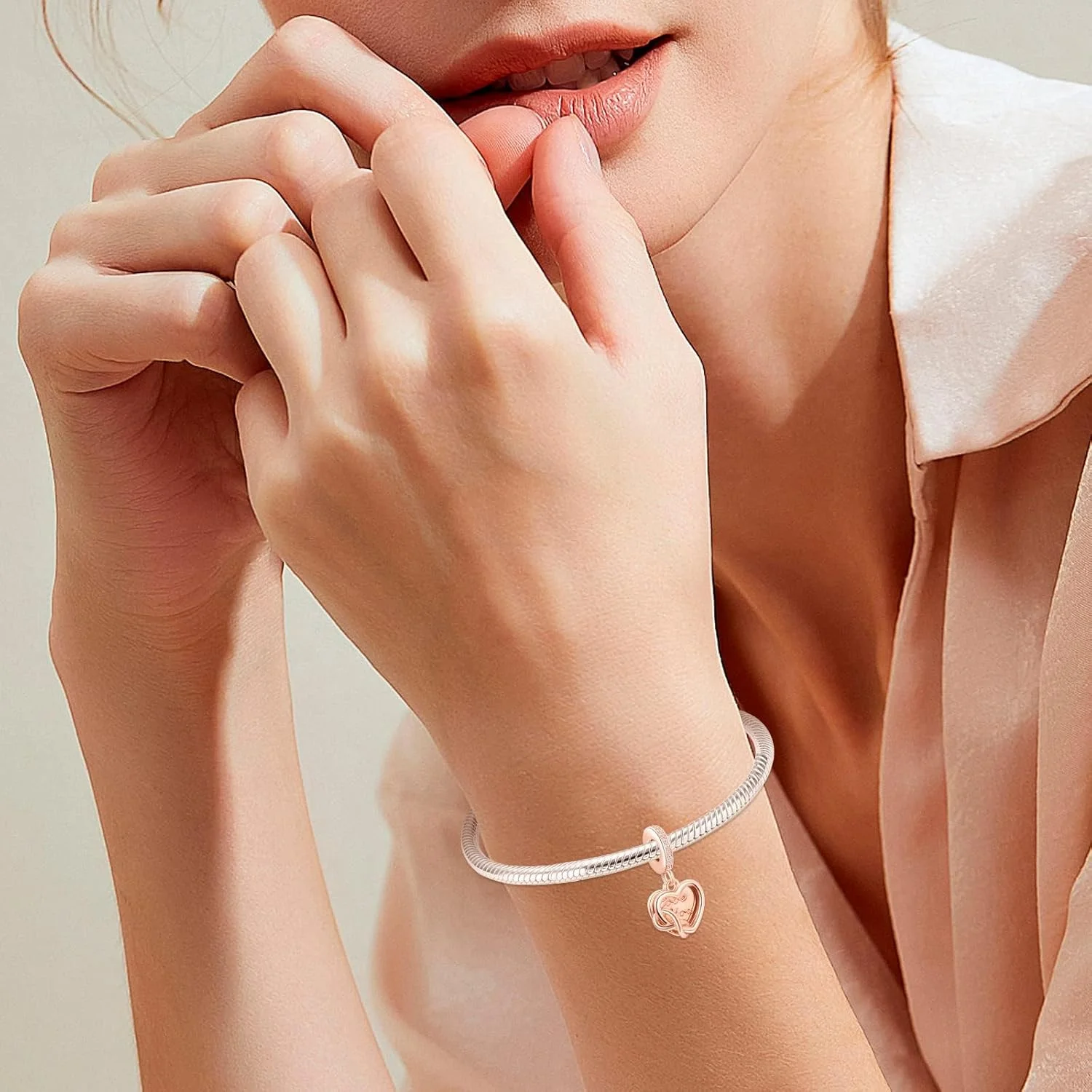 دستبندهای آویز دار برای هدیه روز مادر، آویزهای قلب عشق نقره استرلینگ 925 مناسب دستبند و گردنبند زنانه، زیورآلات آویز مناسب هدیه تولد برای مادر، زنان و دوست دختر