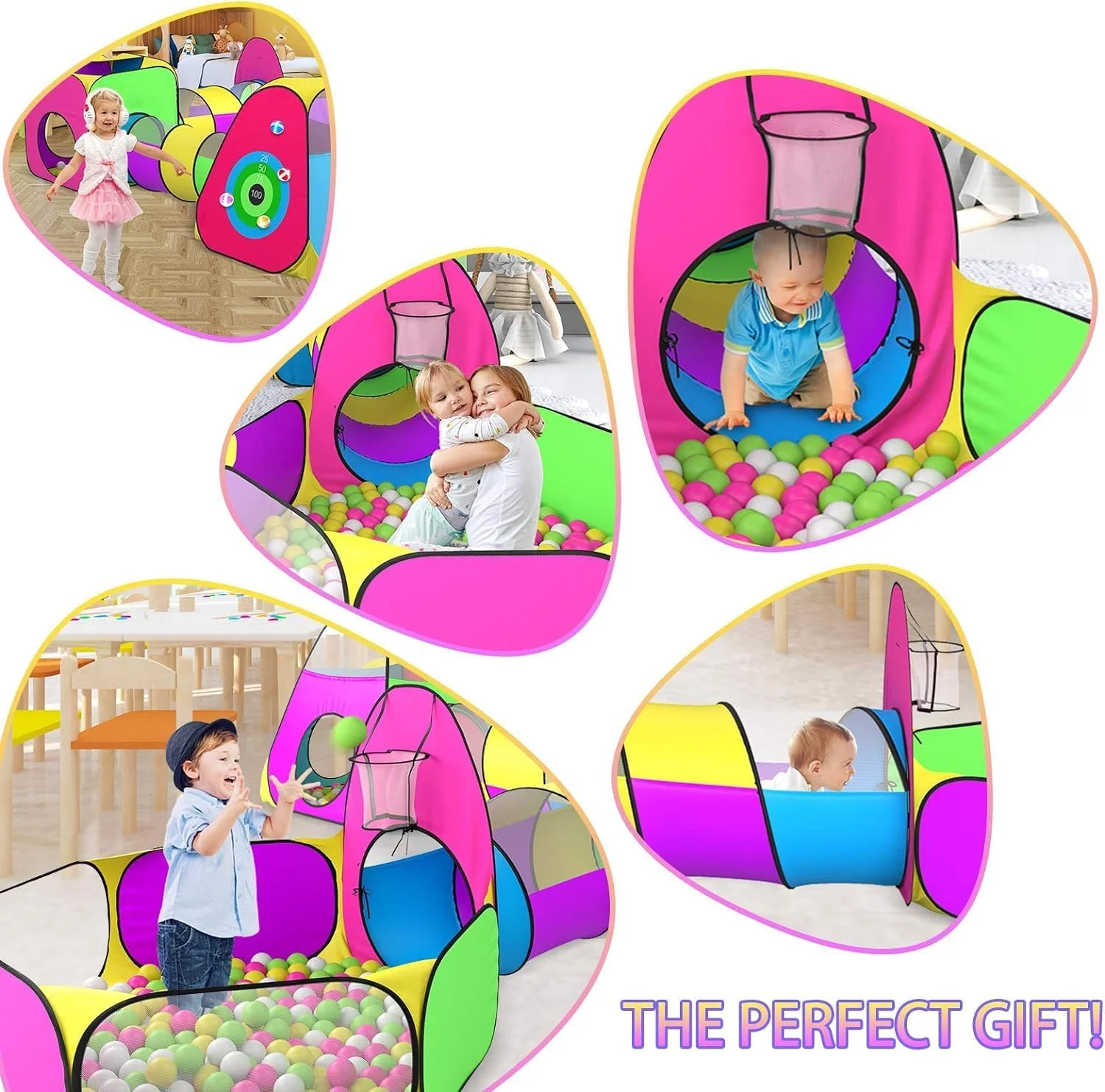 چادر بازی 5 تکه کودکان Skade شامل 1 استخر توپ کودک، 2 تونل خزیدن کودک، 2 چادر پاپ آپ، اسباب بازی خانه بازی سرپوشیده و فضای باز برای پسران/دختران، بازی هدف هدیه با 4 توپ دارت چادر بازی 5 تکه کودکان Skade شامل 1 استخر توپ کودک، 2 تونل خزیدن کودک، 2 چادر پاپ آپ، اسباب بازی خانه بازی سرپوشیده و فضای باز برای پسران/دختران، بازی هدف هدیه با 4 توپ دارت